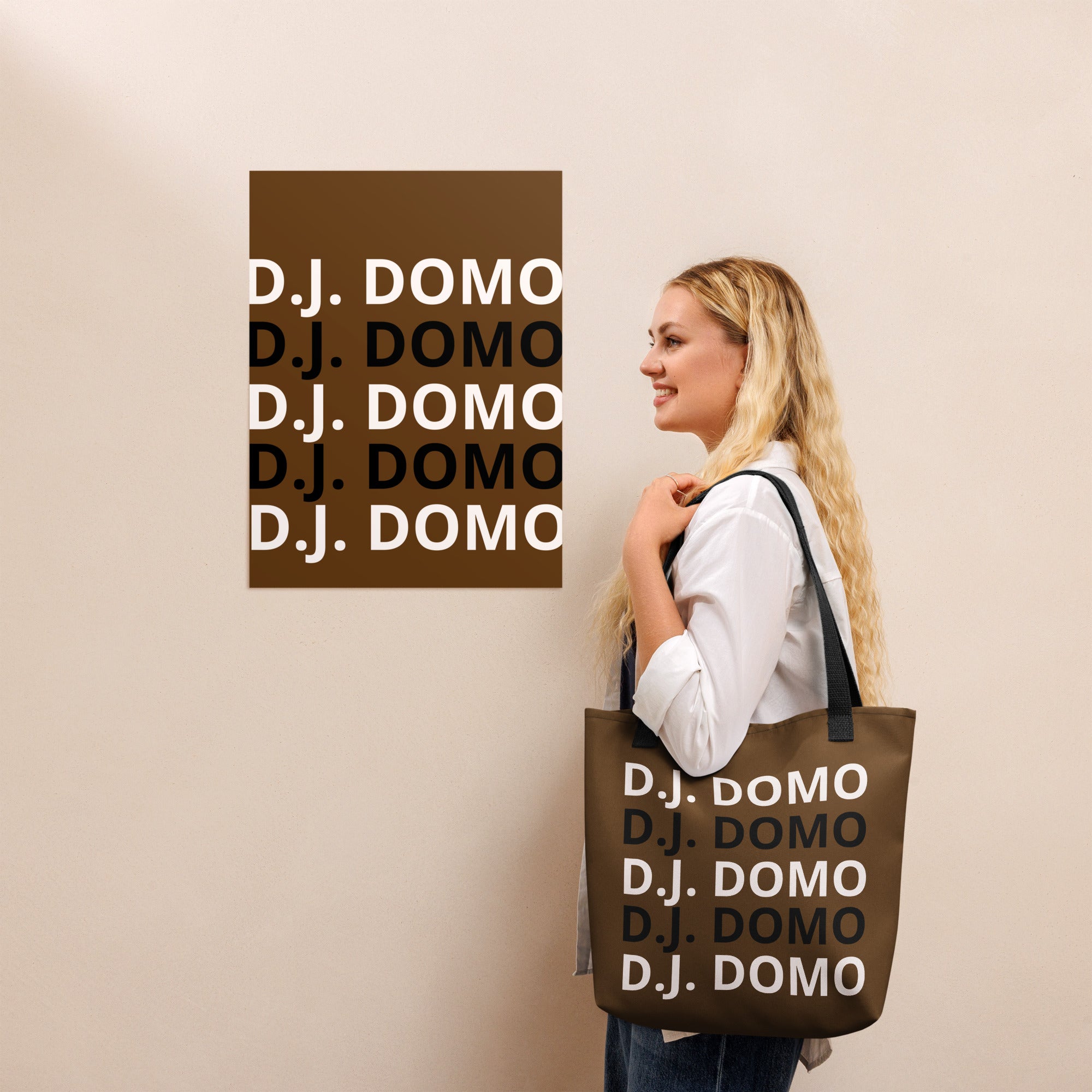 "Classic" Tote Bag Brown/Black/White