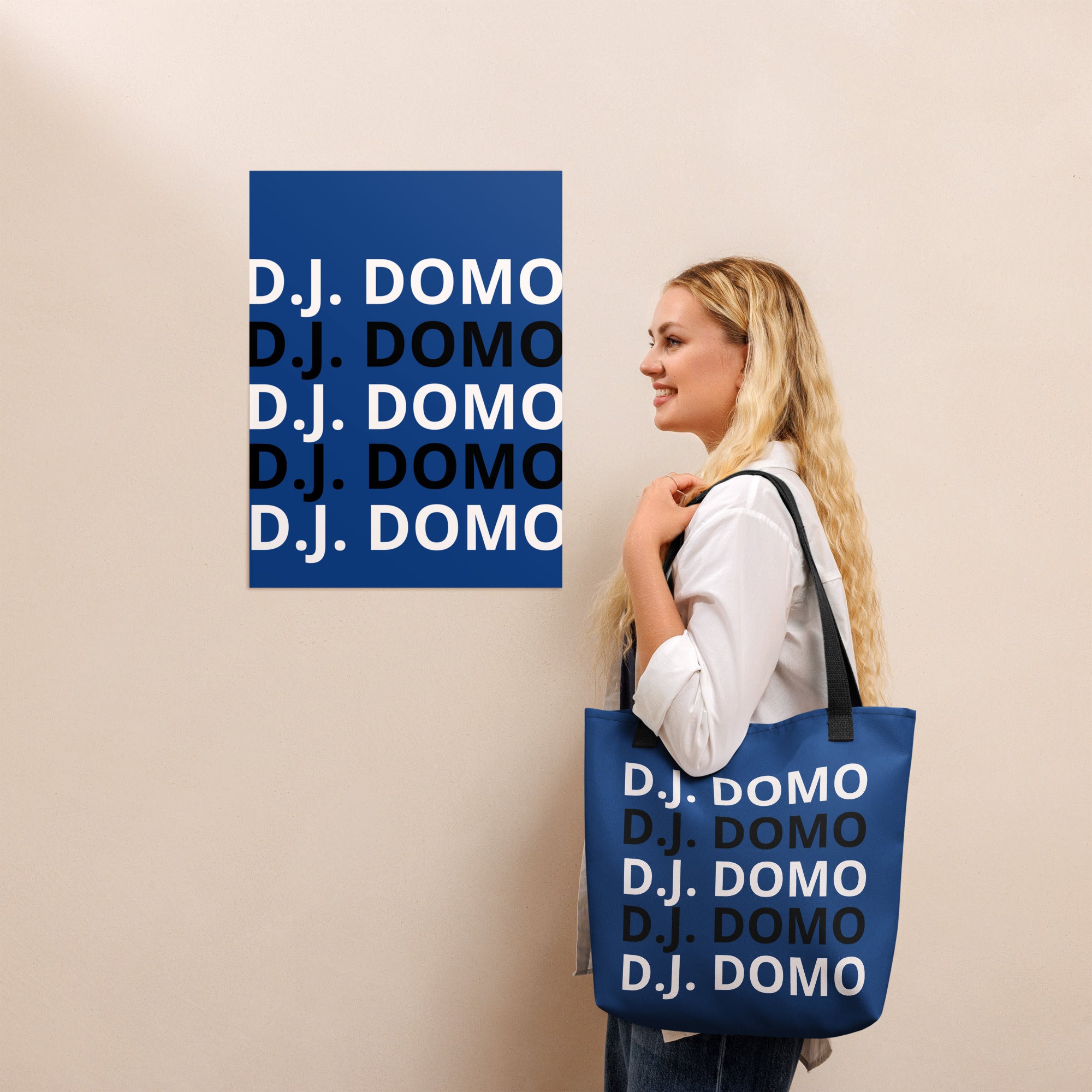 "Classic" Tote Bag Blue/Black/White