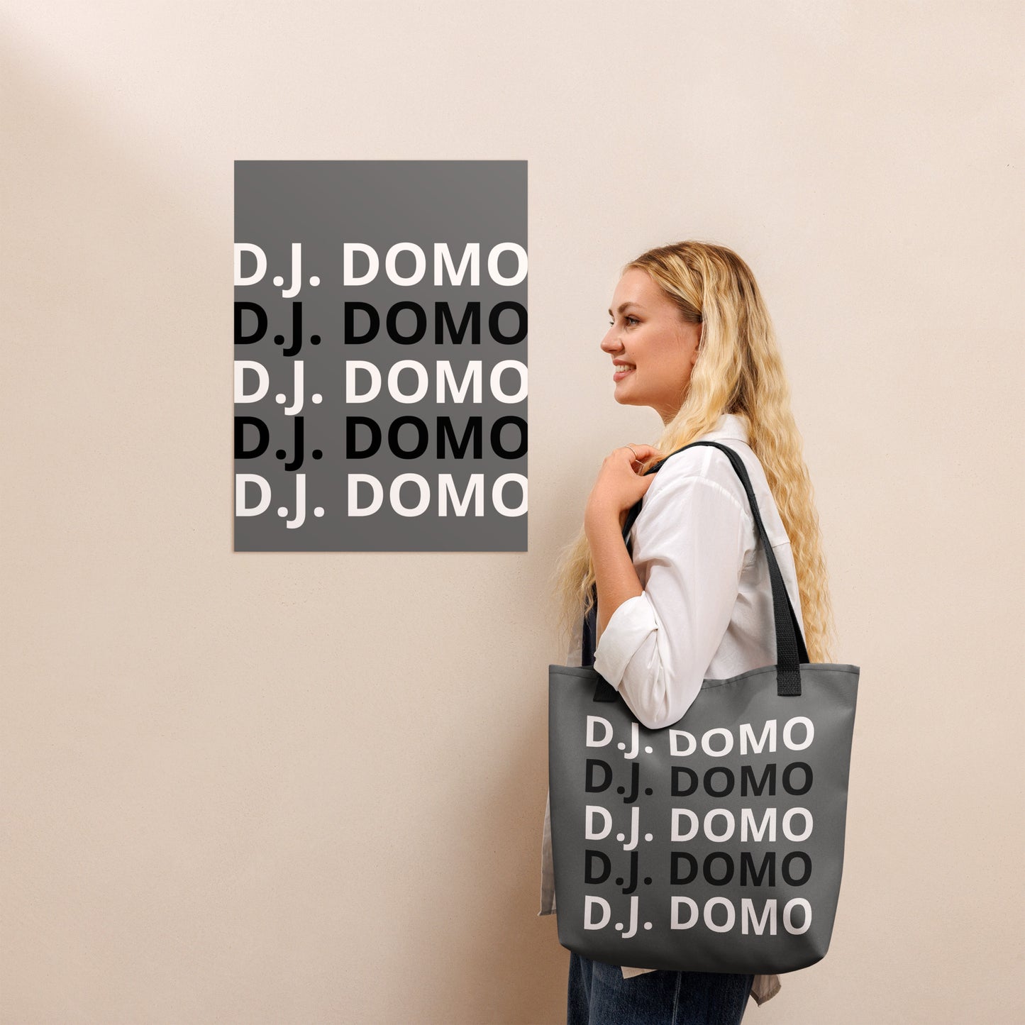 D.J. Domo "Classic" Tote Bag Gray/Black/White