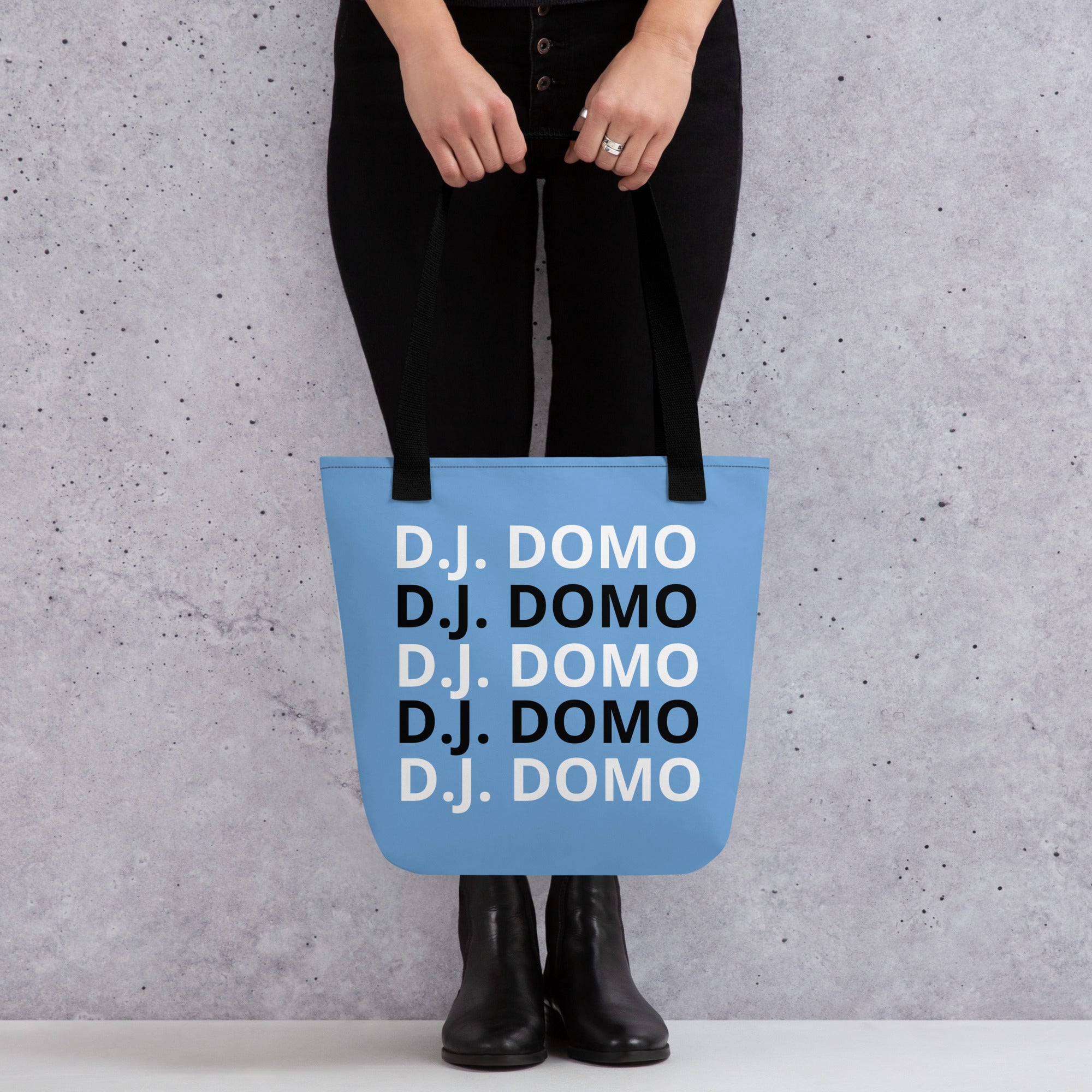 "Classic" Tote Bag Sky Blue/Black/White
