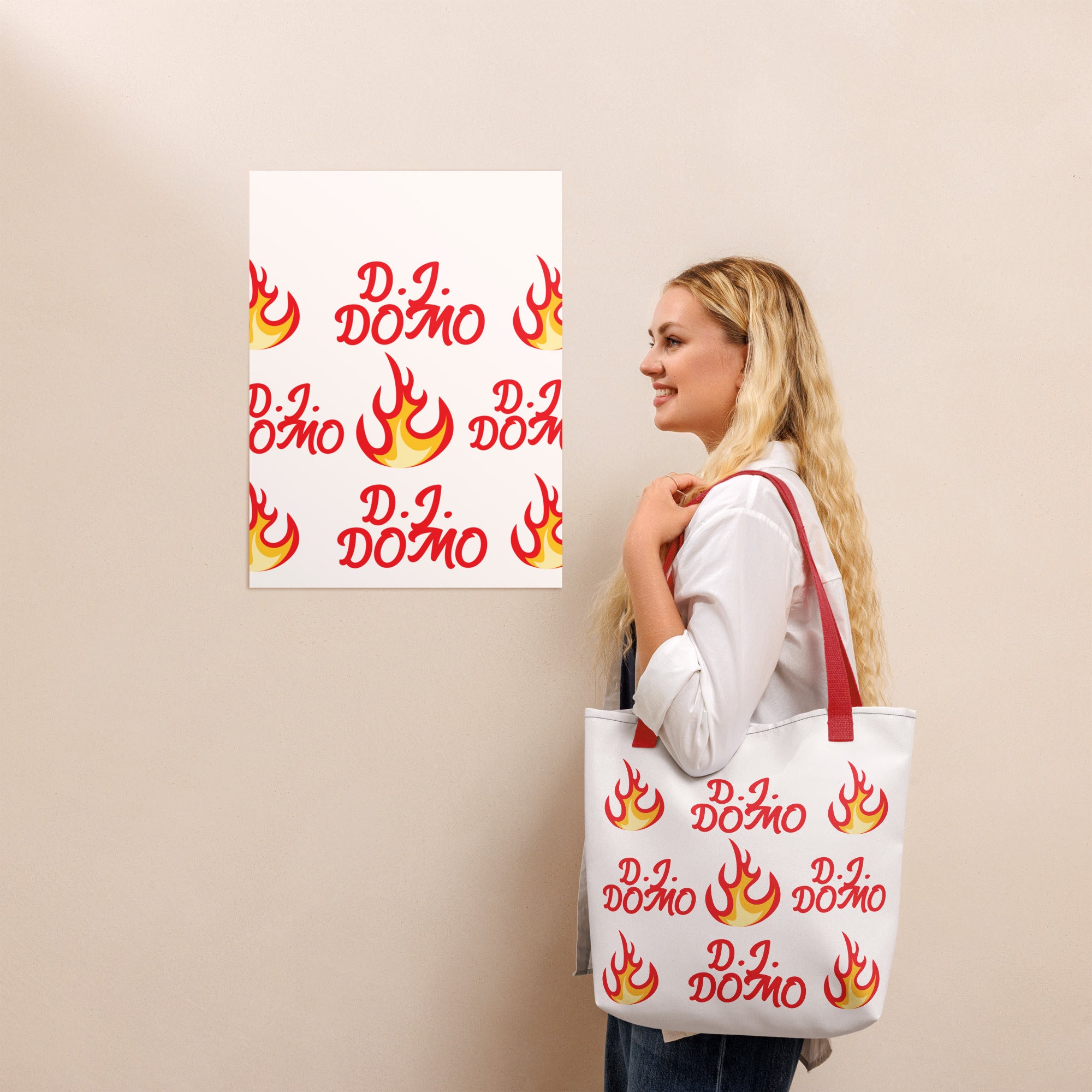 "Hot Fire" Tote Bag Gold or Red Straps