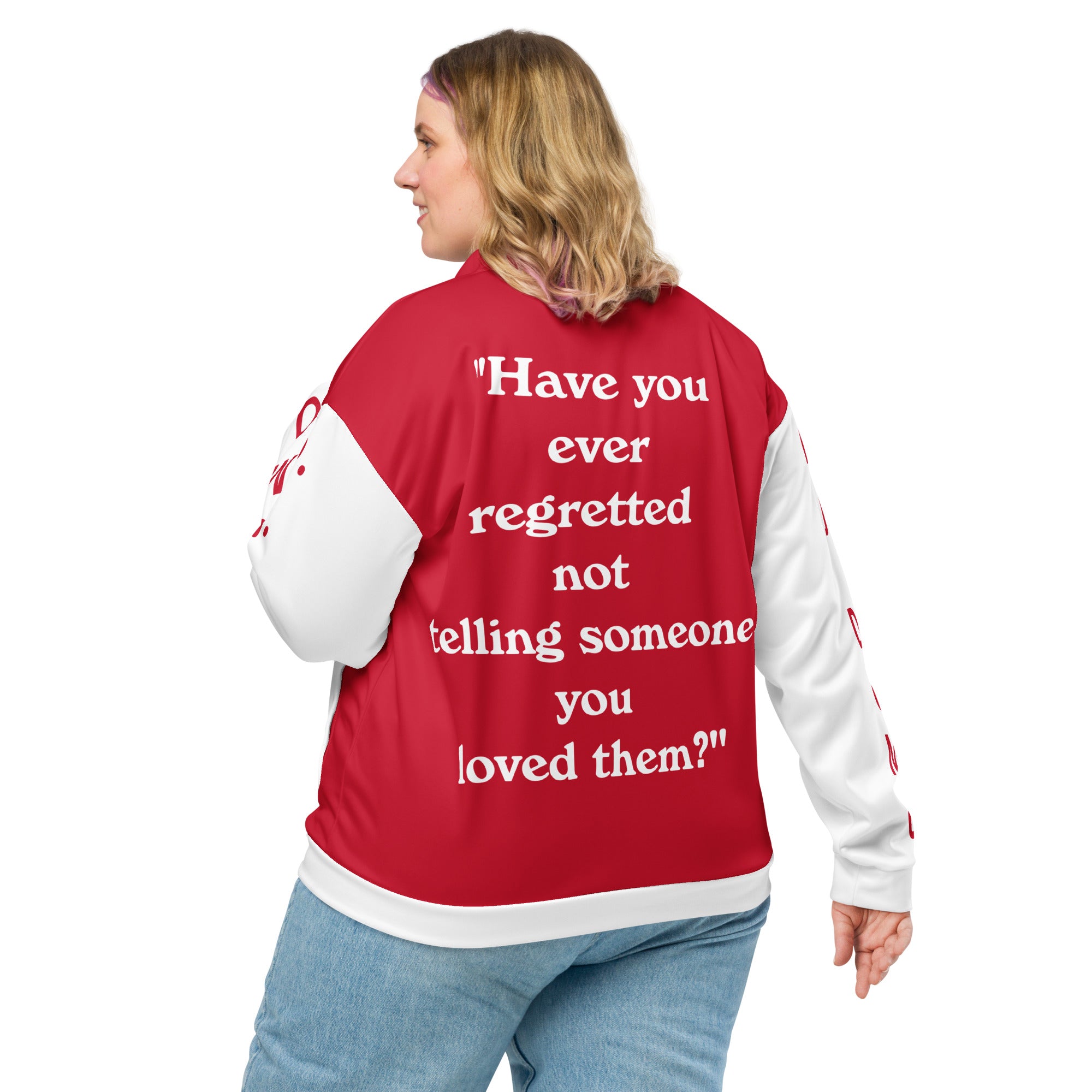 "Regretted" Unisex Bomber Jacket Red/White