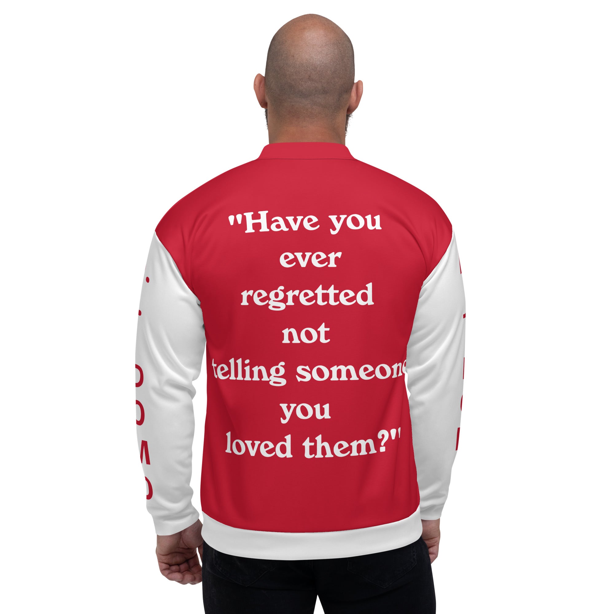 "Regretted" Unisex Bomber Jacket Red/White