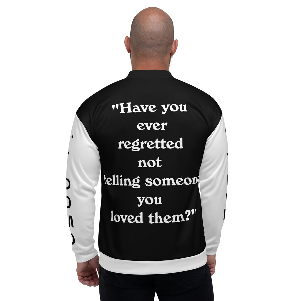 "Regretted" Unisex Bomber Jacket Black/White