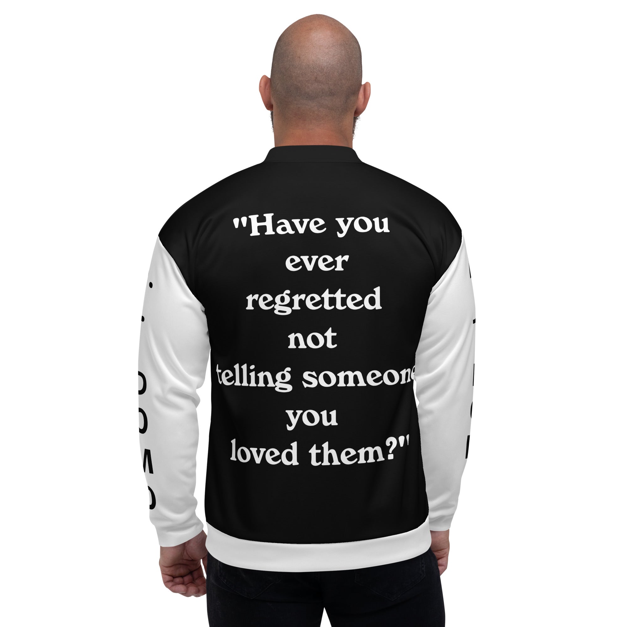 "Regretted" Unisex Bomber Jacket Black/White