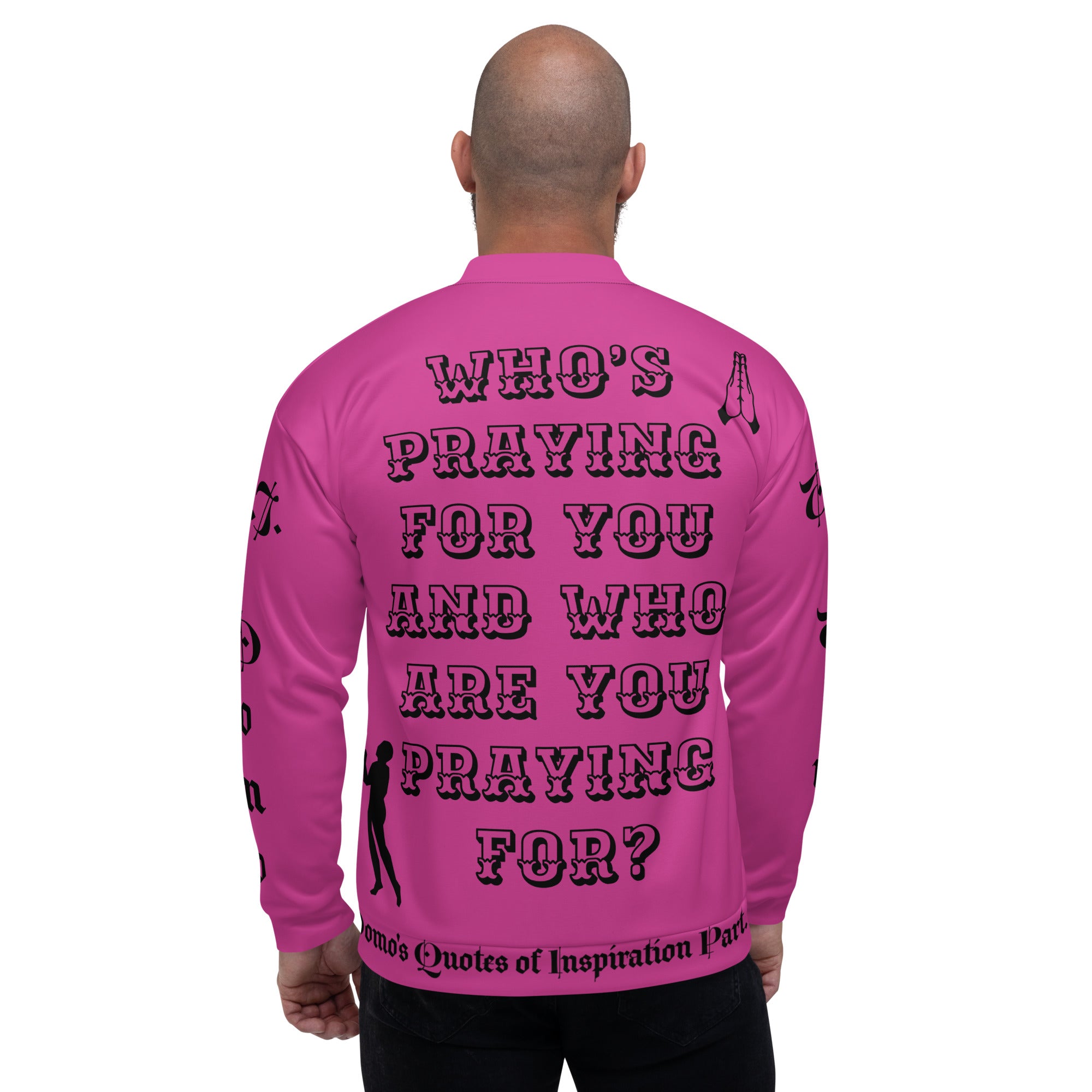 "PRAYER" Unisex Bomber Jacket Pink/Black