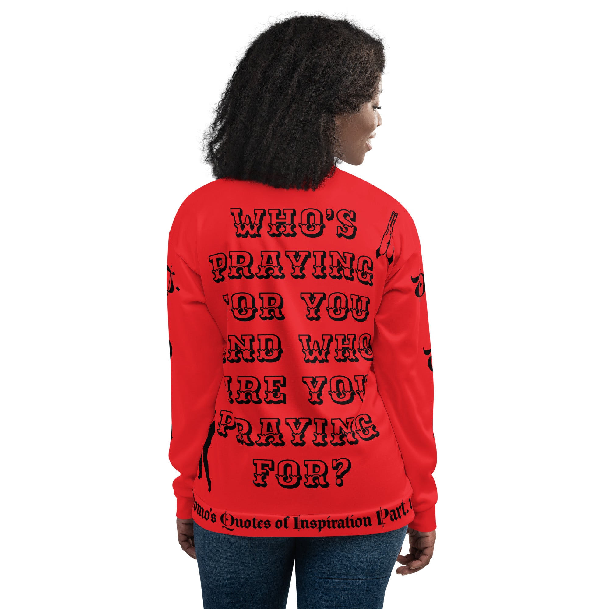 "PRAYER" Unisex Bomber Jacket Red/Black