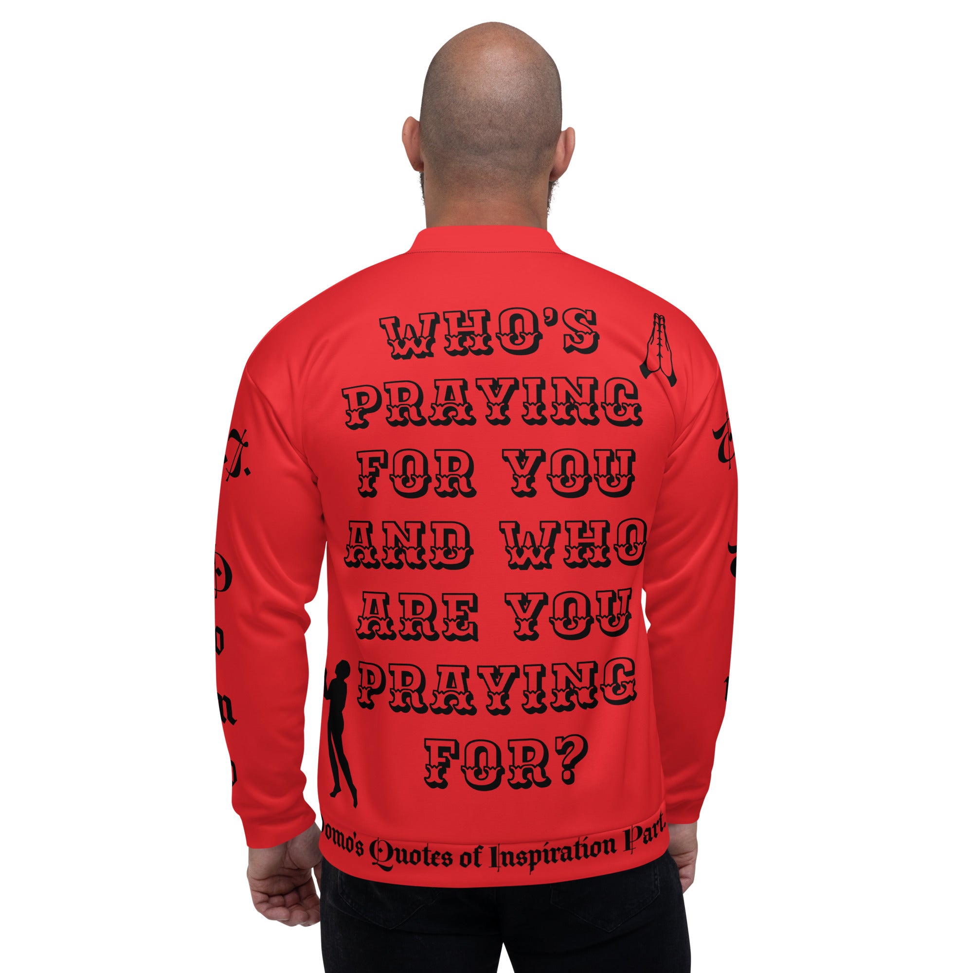 "PRAYER" Unisex Bomber Jacket Red/Black