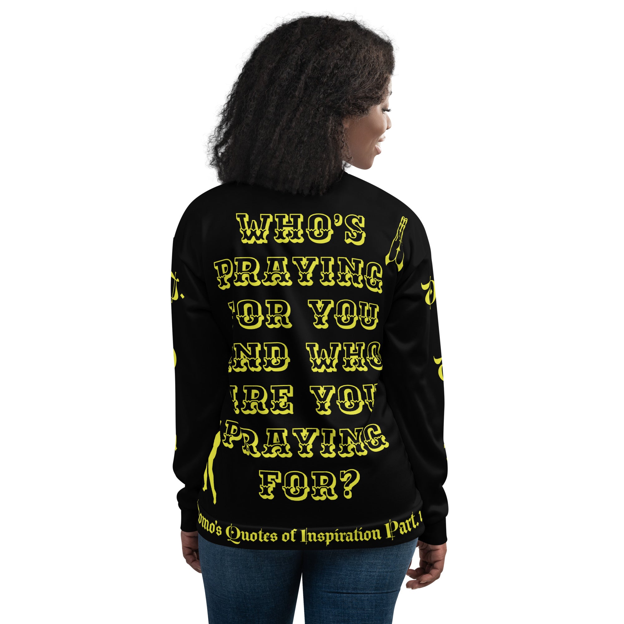 "PRAYER" Unisex Bomber Jacket Black/Gold