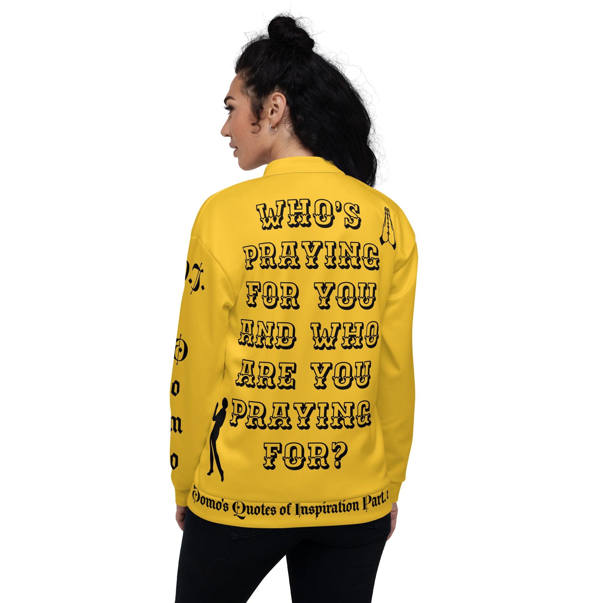 "PRAYER" Unisex Bomber Jacket Gold/Black