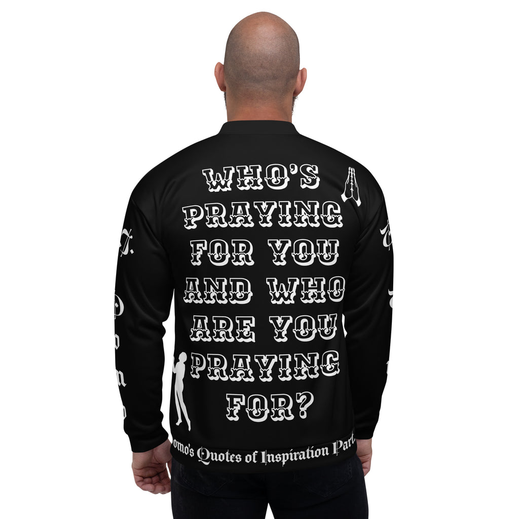 "PRAYER" Unisex Bomber Jacket Black/White Jacket