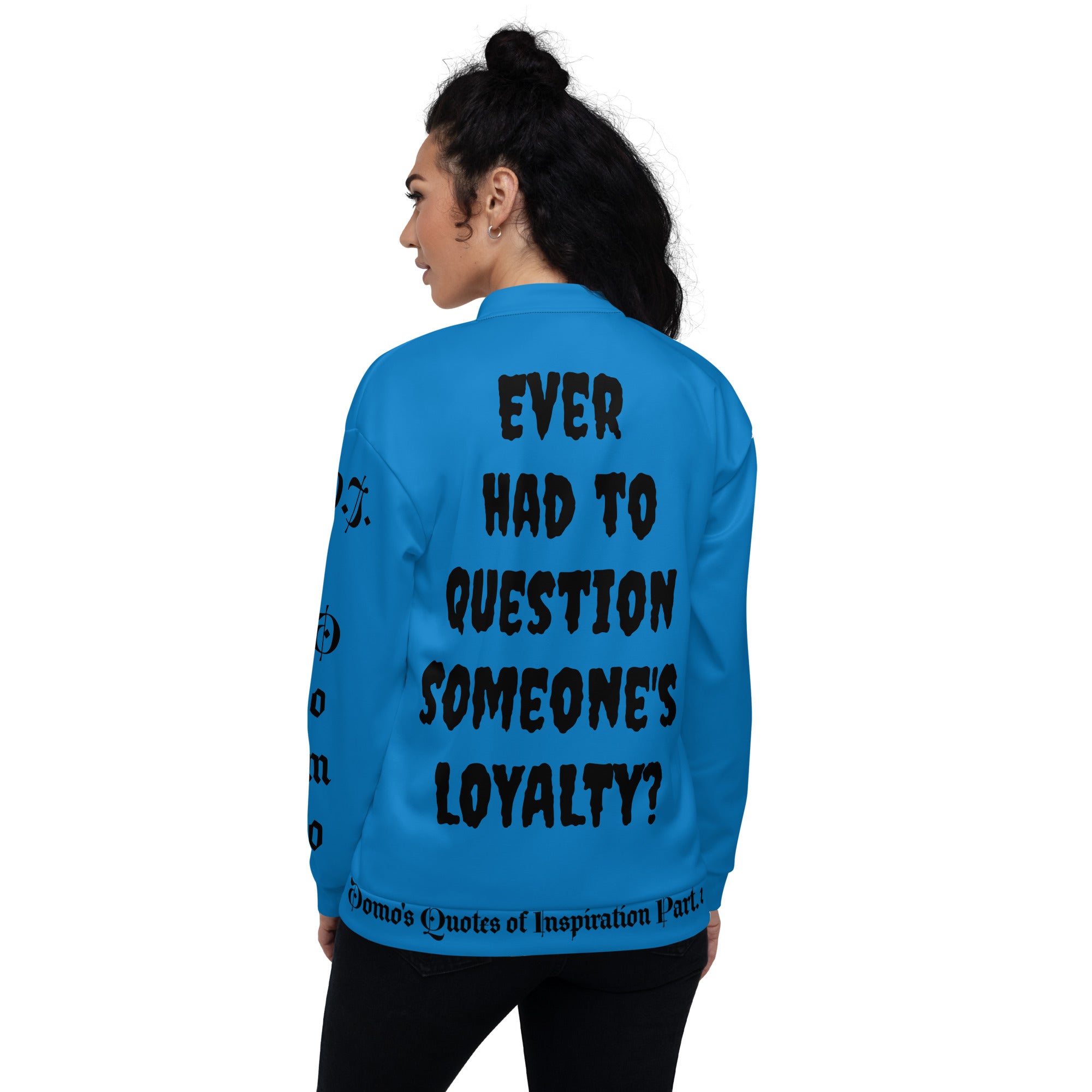"LOYAL" Unisex Bomber Jacket Light Blue/Black