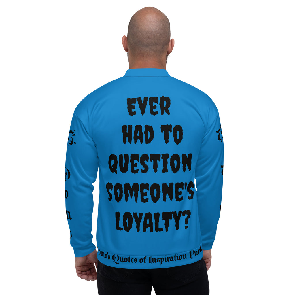 "LOYAL" Unisex Bomber Jacket Light Blue/Black