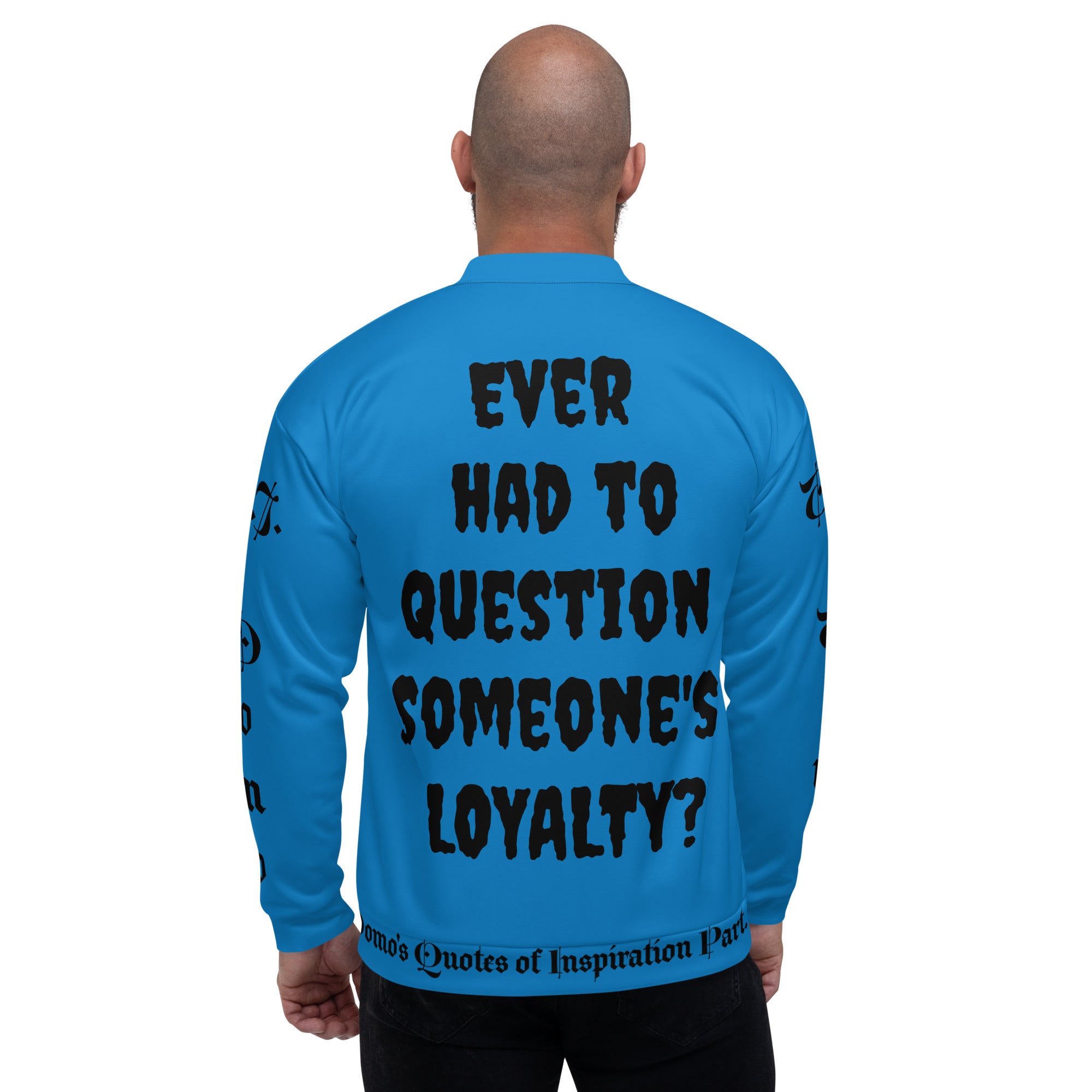 "LOYAL" Unisex Bomber Jacket Light Blue/Black