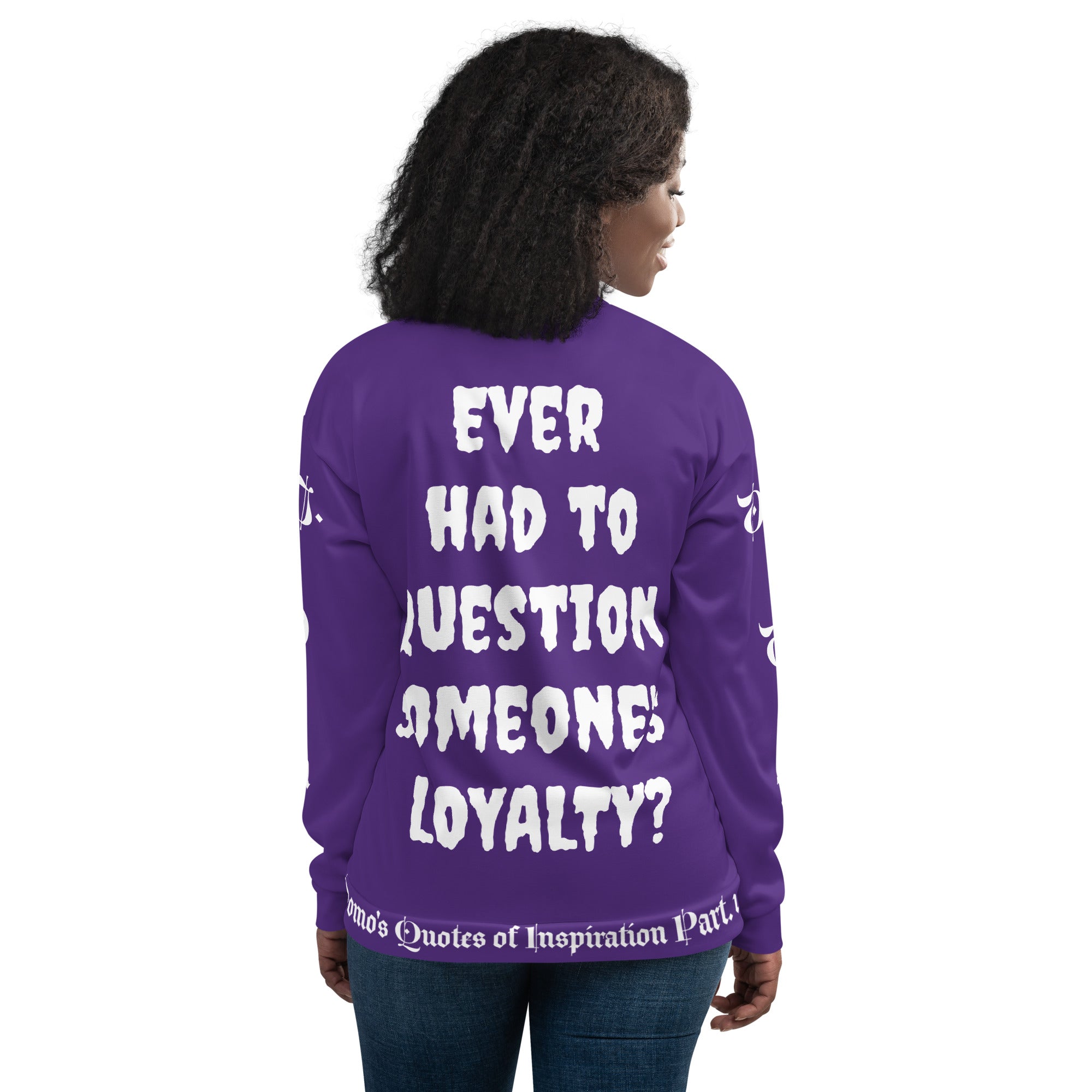 "LOYAL" Unisex Bomber Jacket Purple/White