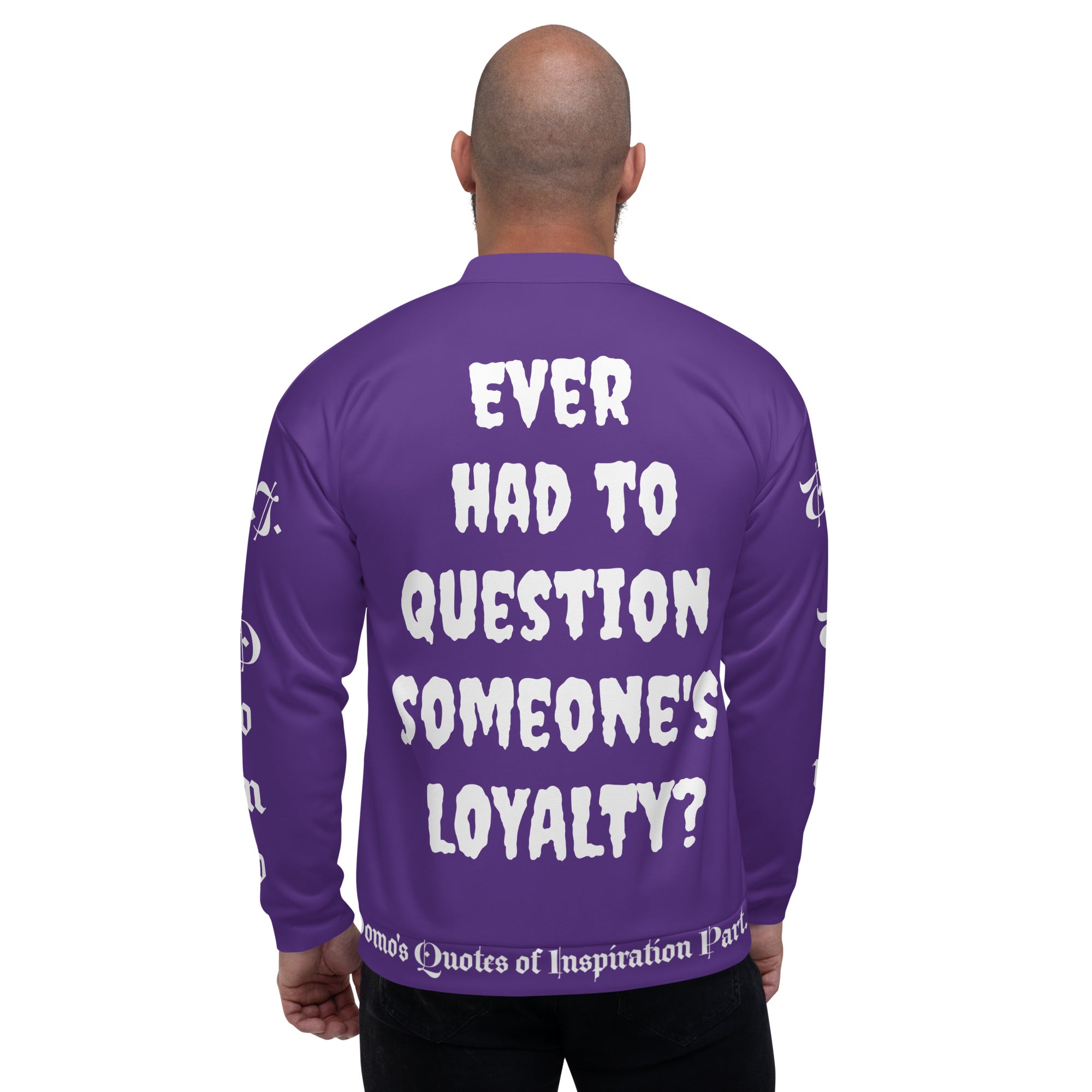 "LOYAL" Unisex Bomber Jacket Purple/White
