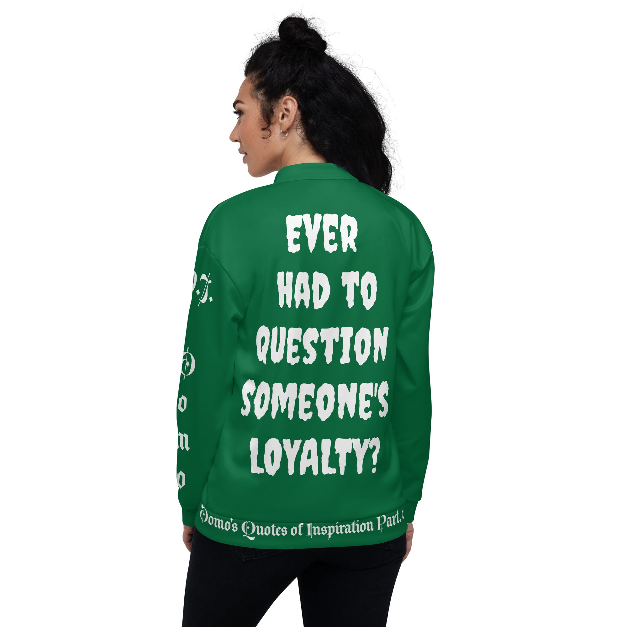 "LOYAL" Unisex Bomber Jacket Green/White