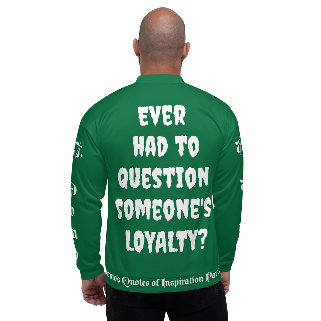 "LOYAL" Unisex Bomber Jacket Green/White