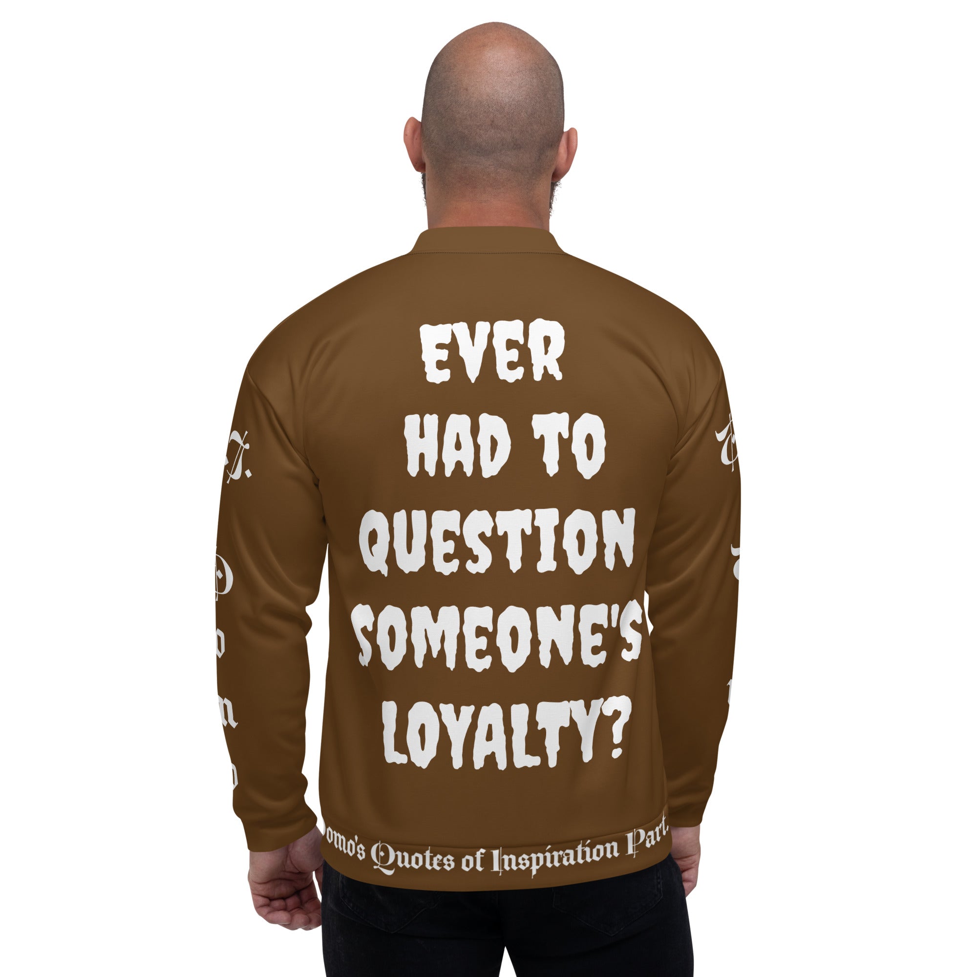 "LOYAL" Unisex Bomber Jacket Brown/White