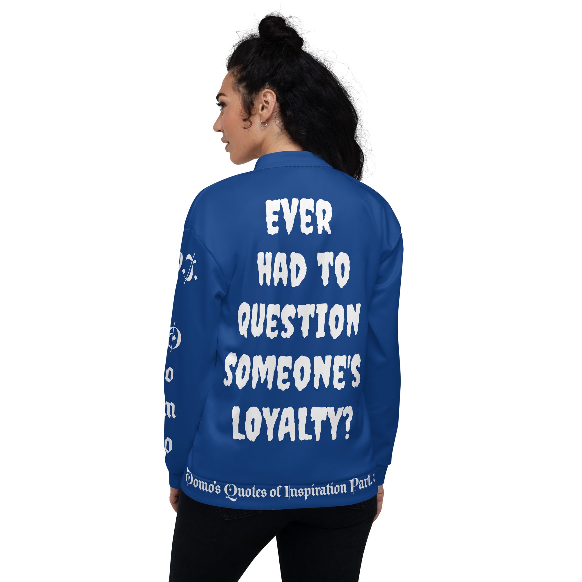 "LOYAL" Unisex Bomber Jacket Dark Blue/White
