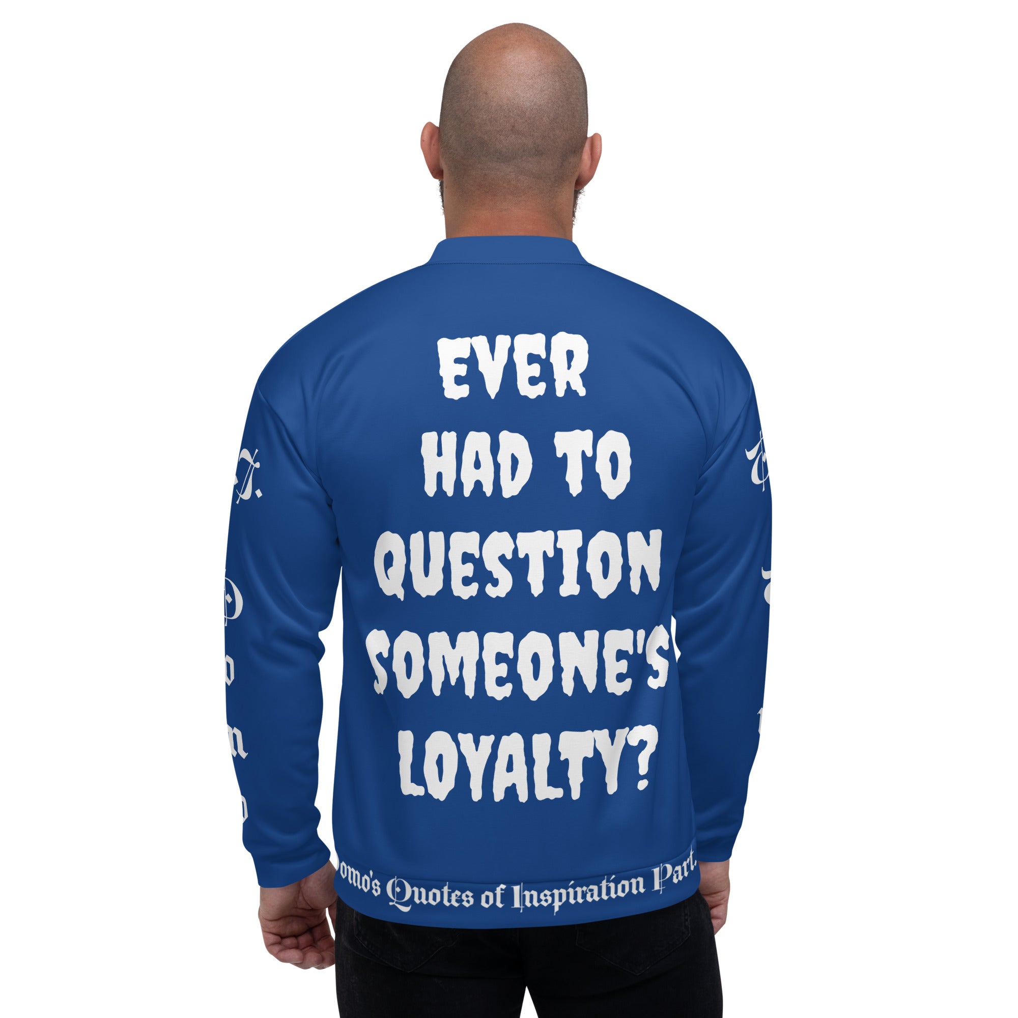 "LOYAL" Unisex Bomber Jacket Dark Blue/White