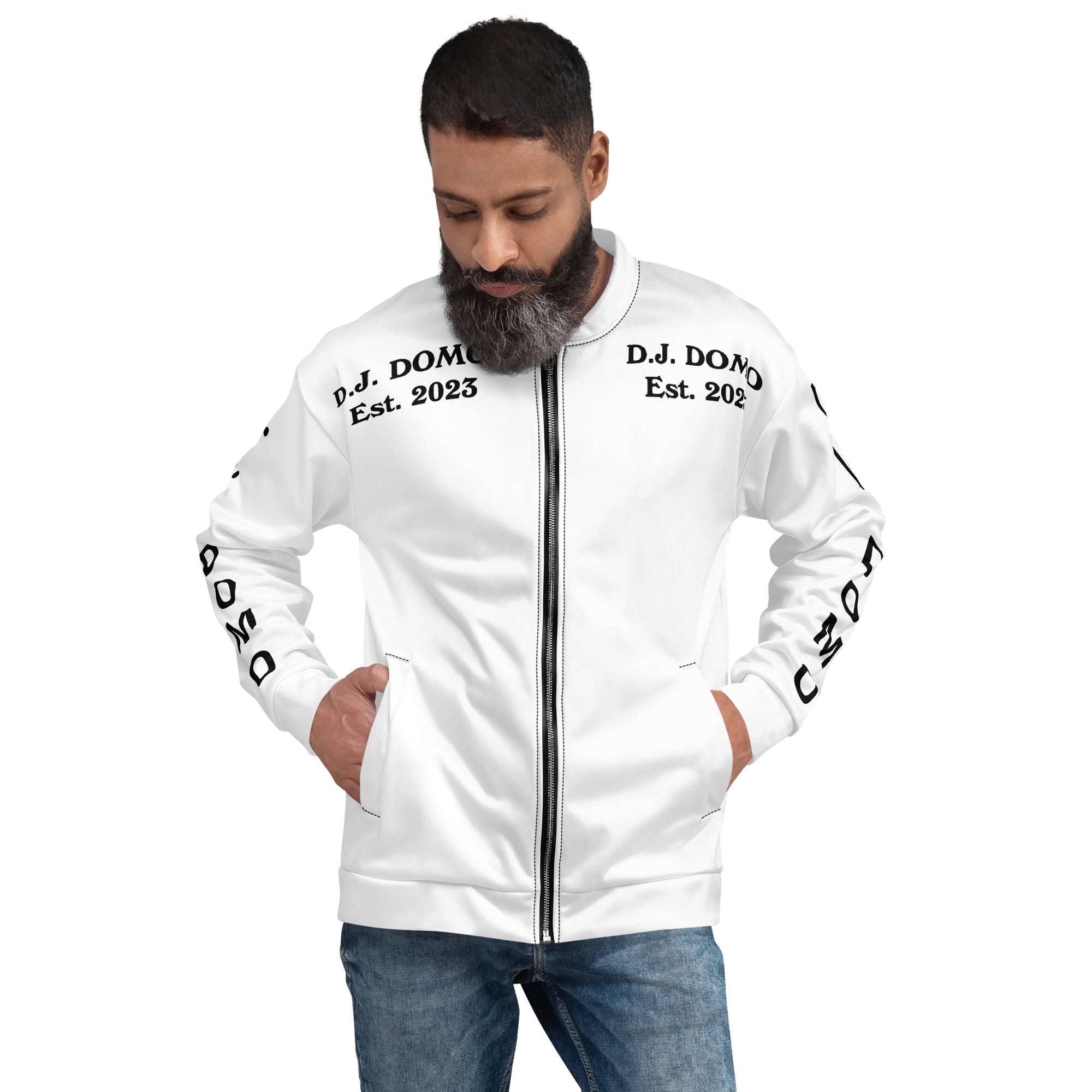 "Regretted" Unisex Bomber Jacket White/Black