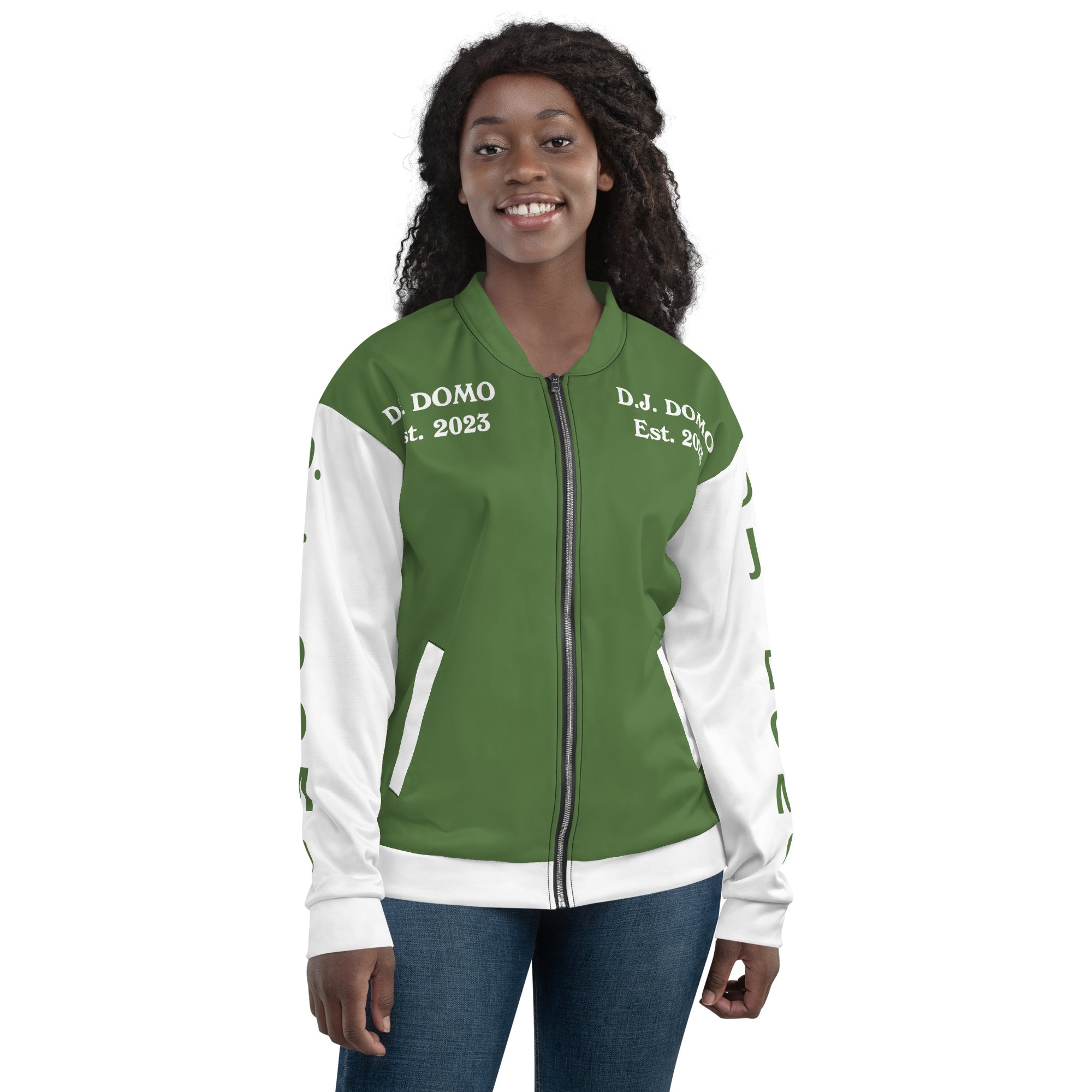 "Regretted" Unisex Bomber Jacket Light Green/White