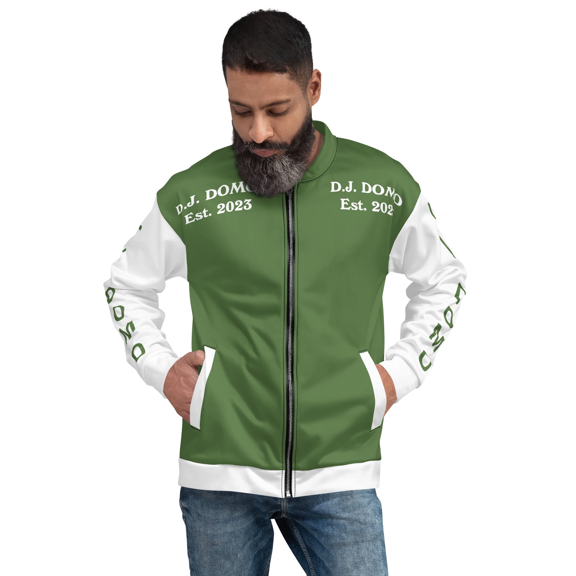 "Regretted" Unisex Bomber Jacket Light Green/White