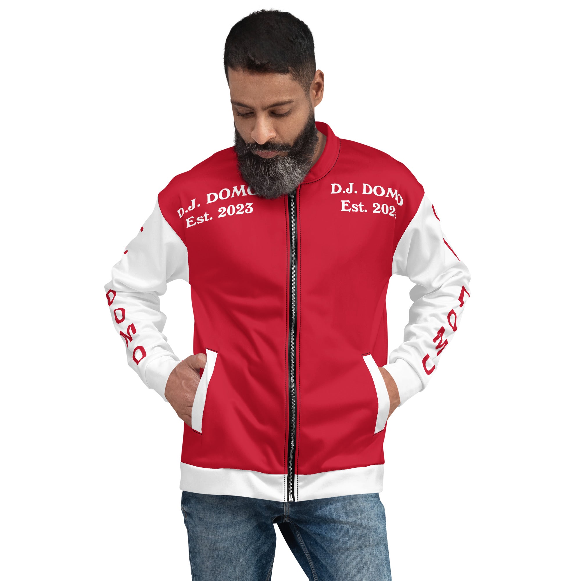 "Regretted" Unisex Bomber Jacket Red/White