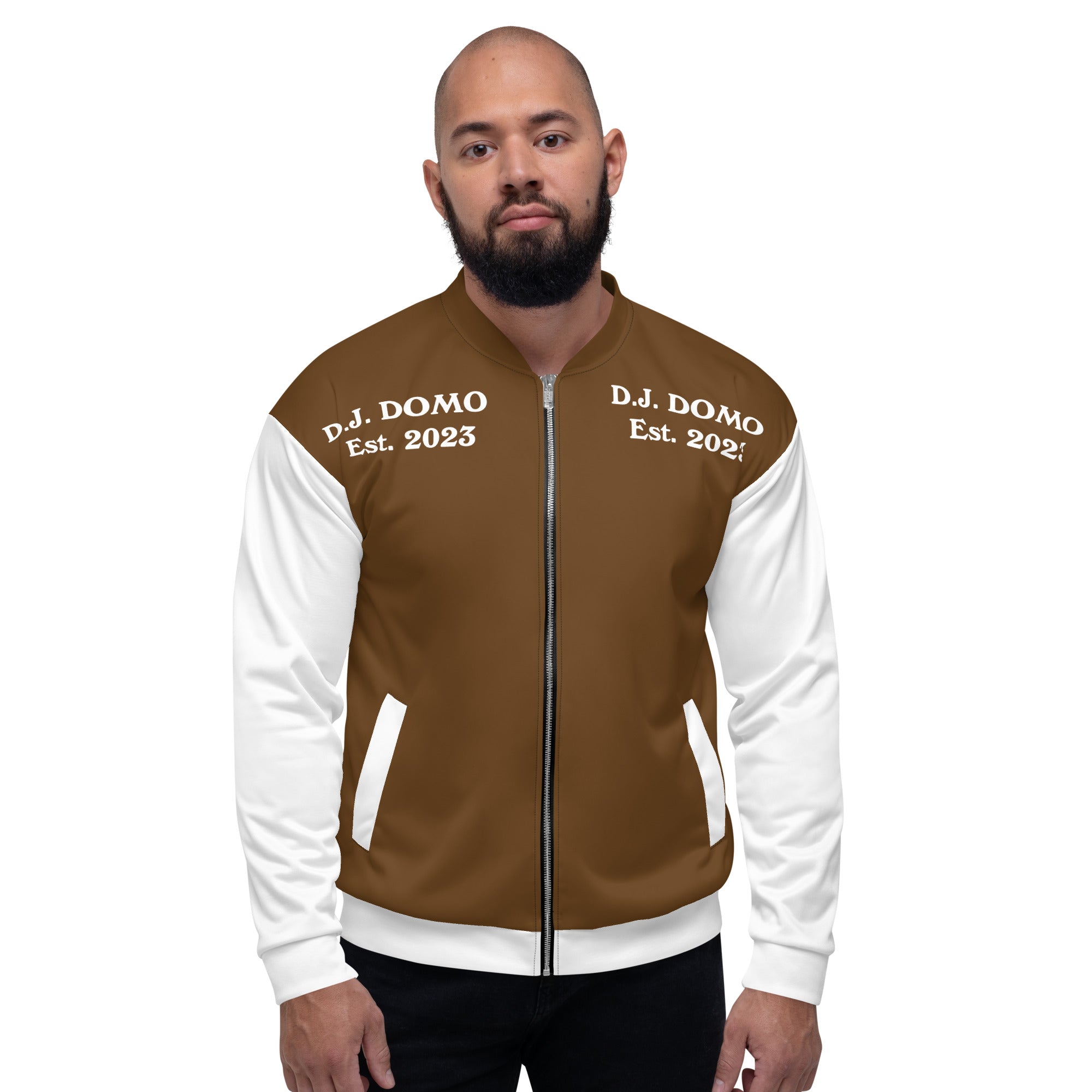 "Regretted" Unisex Bomber Jacket Brown/White