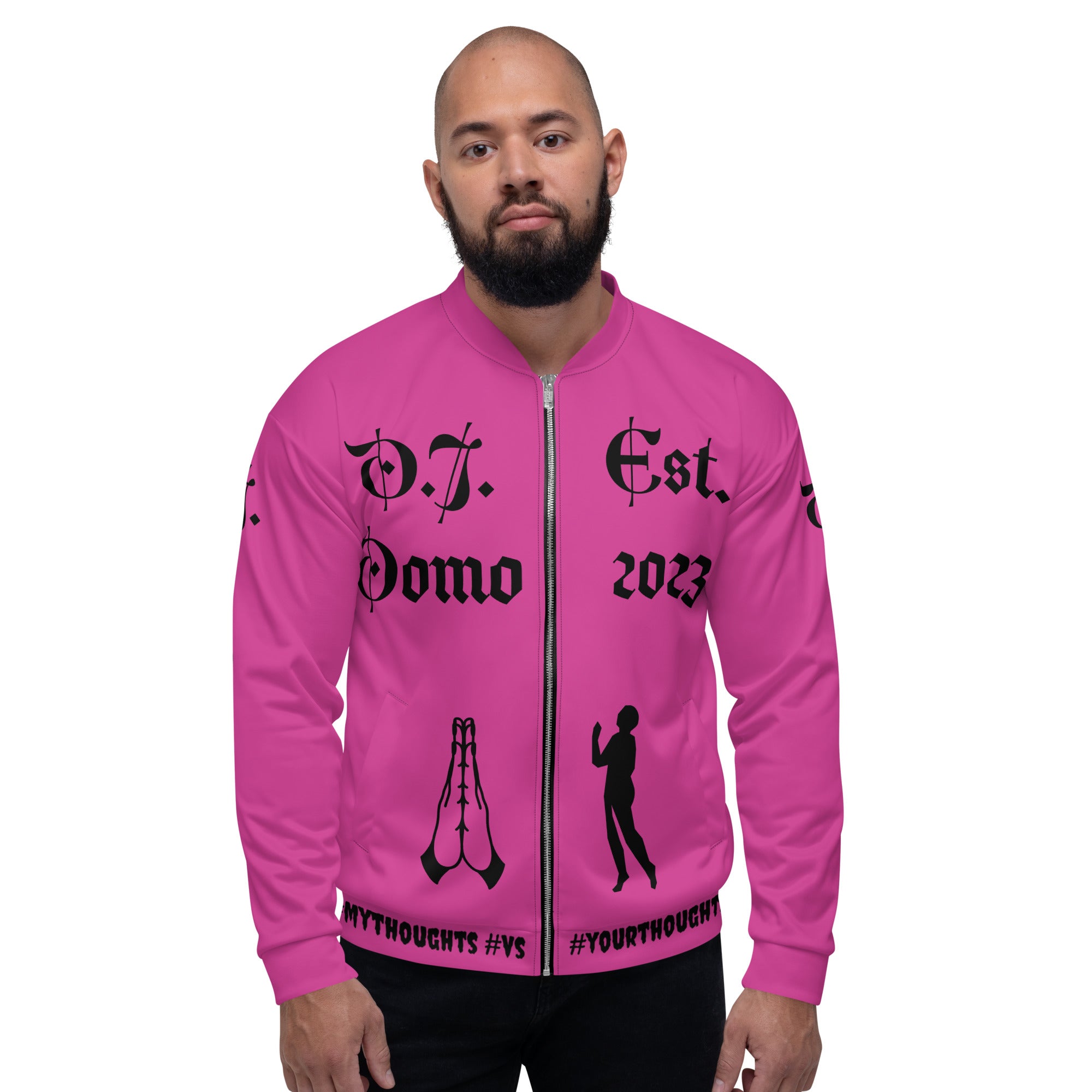 "PRAYER" Unisex Bomber Jacket Pink/Black