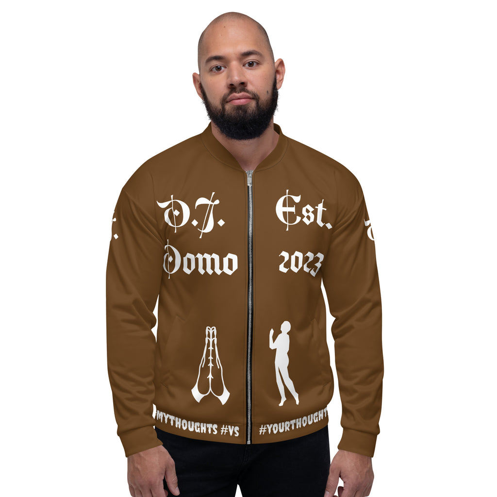 "PRAYER" Unisex Bomber Jacket Brown/White