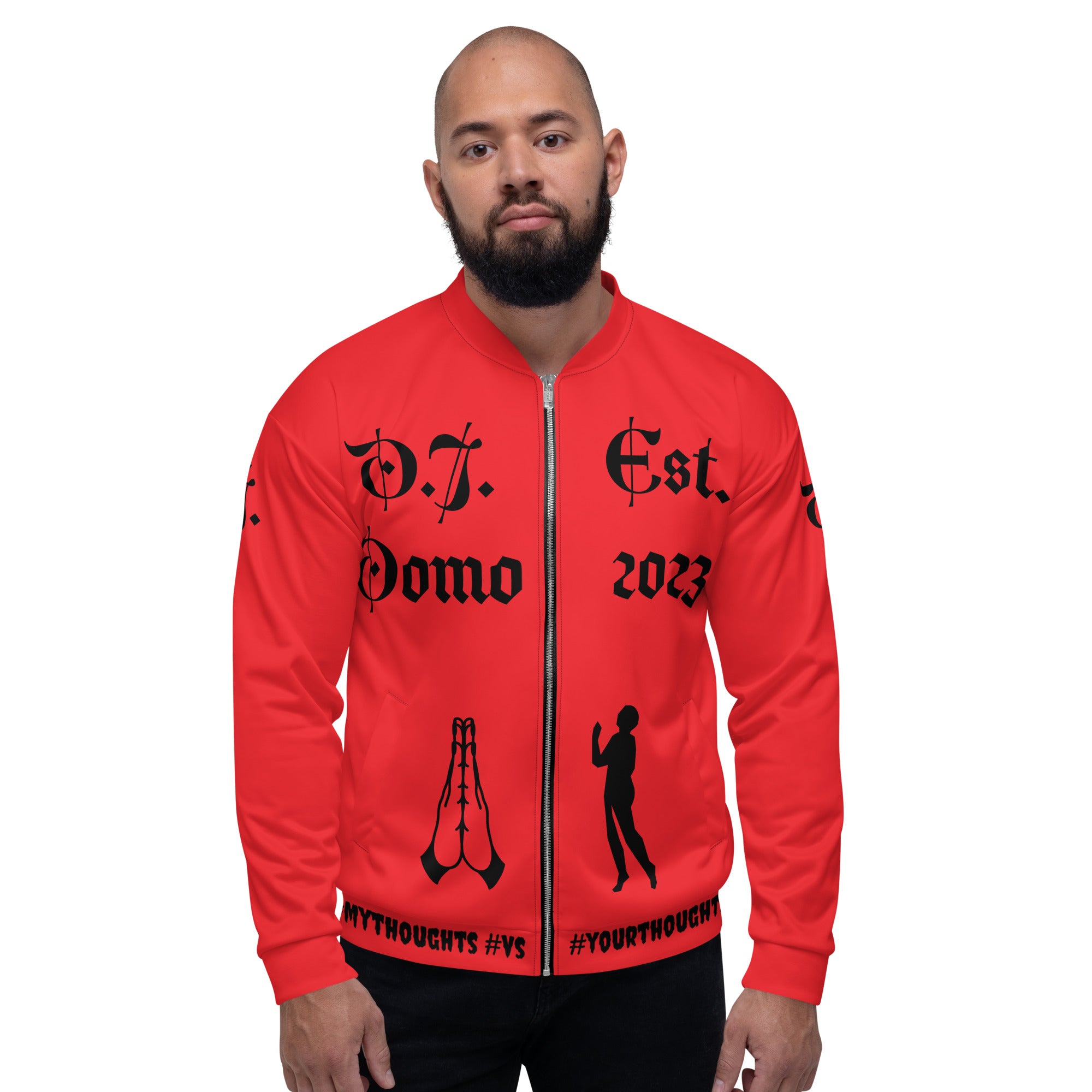 "PRAYER" Unisex Bomber Jacket Red/Black