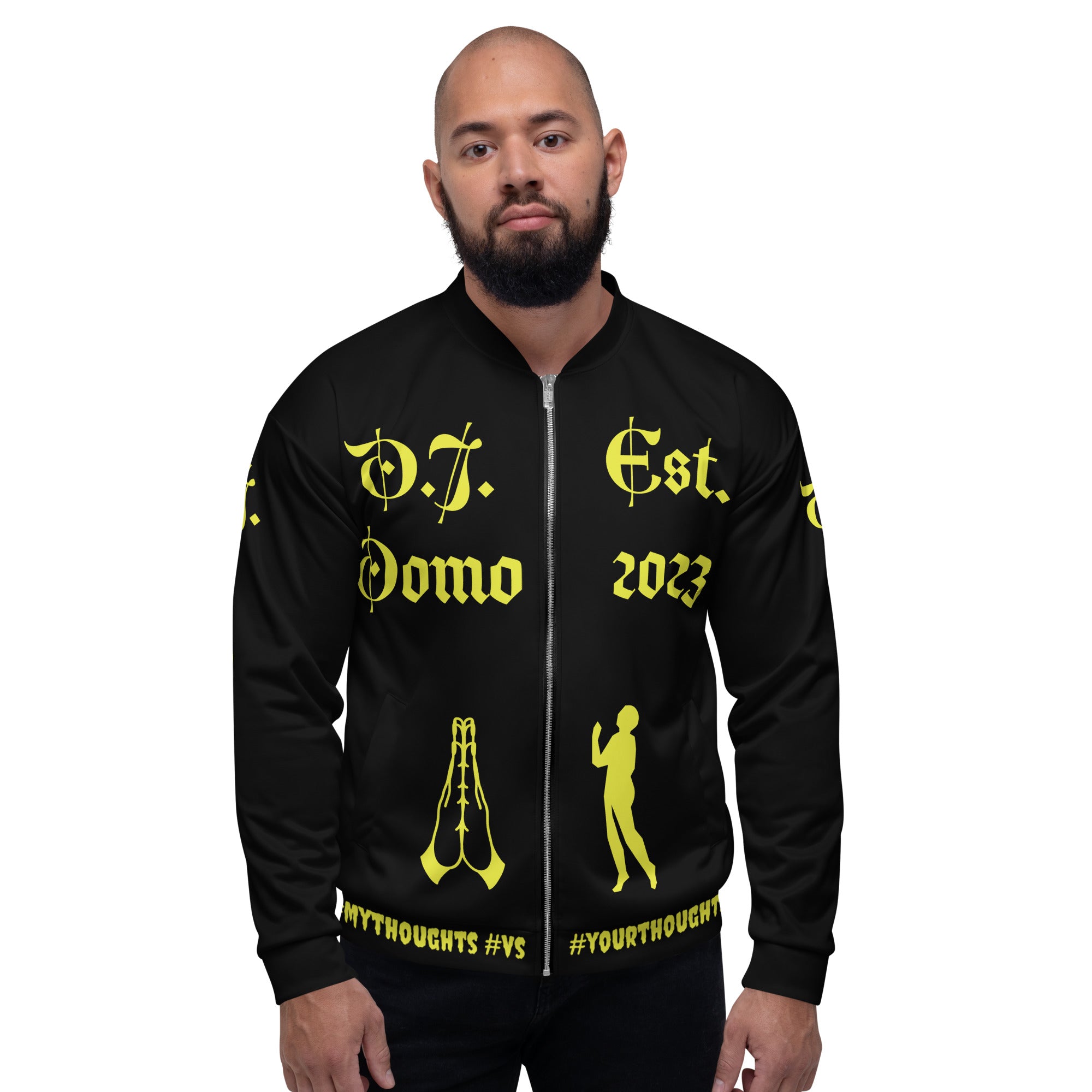 "PRAYER" Unisex Bomber Jacket Black/Gold