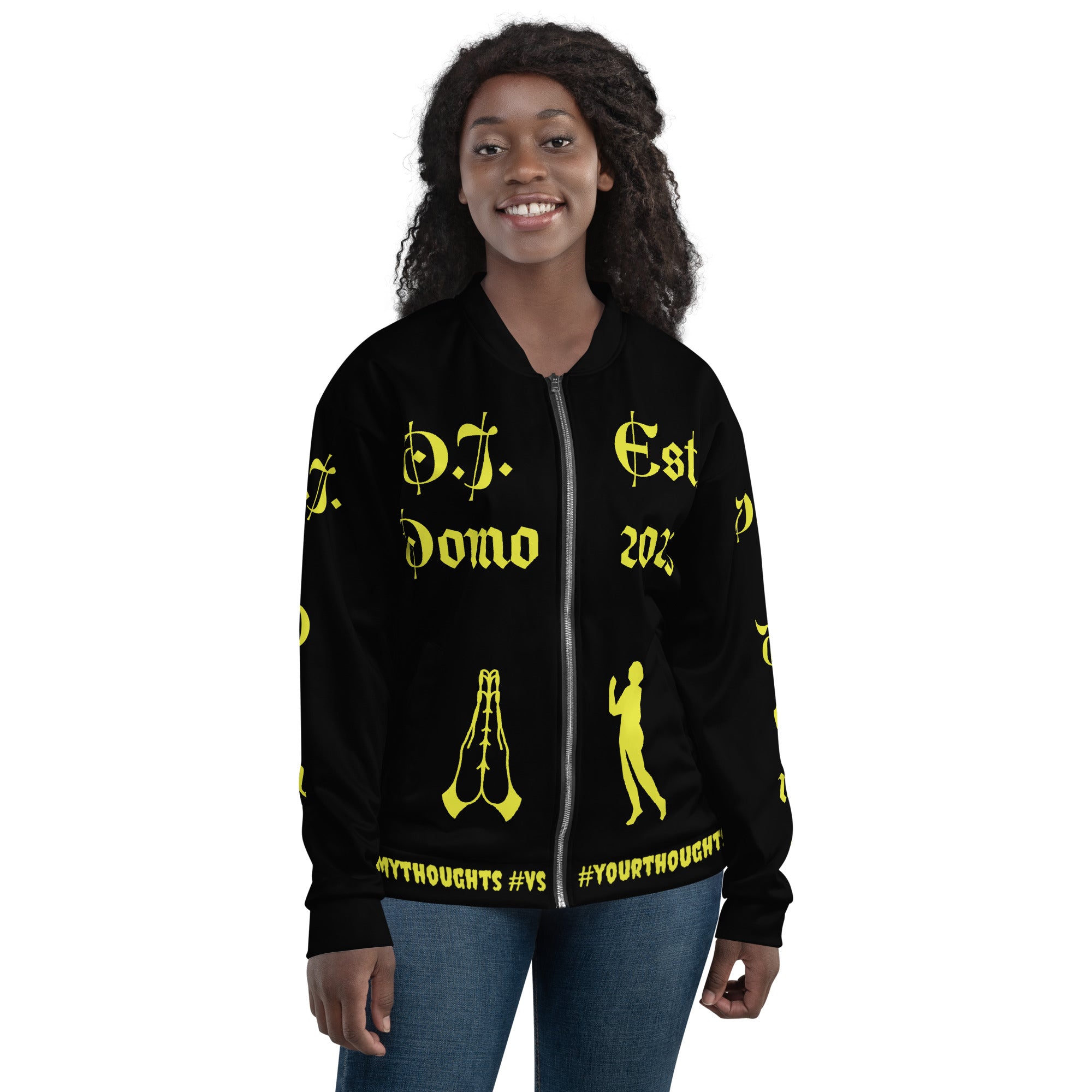 "PRAYER" Unisex Bomber Jacket Black/Gold