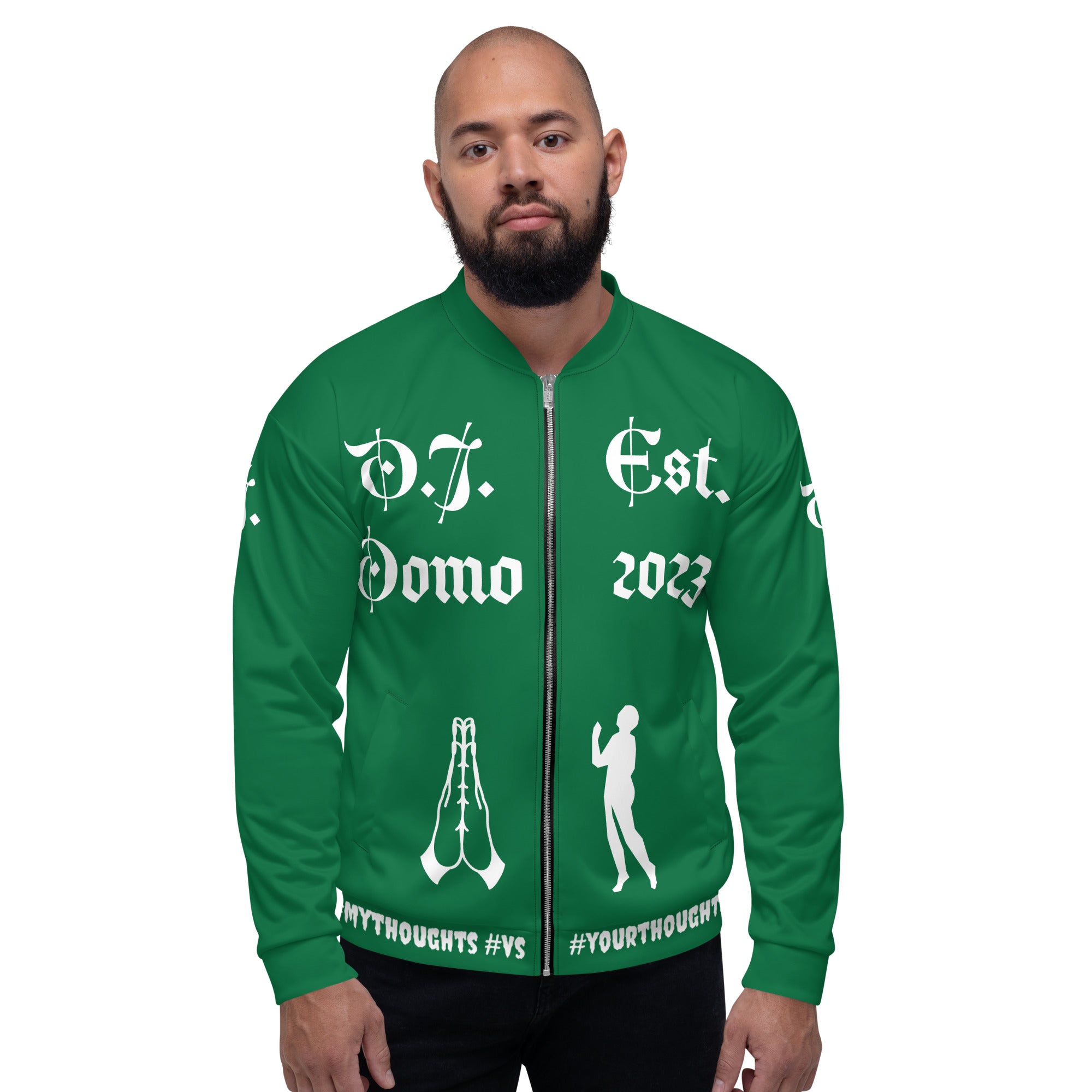 "PRAYER" Unisex Bomber Jacket Green/White