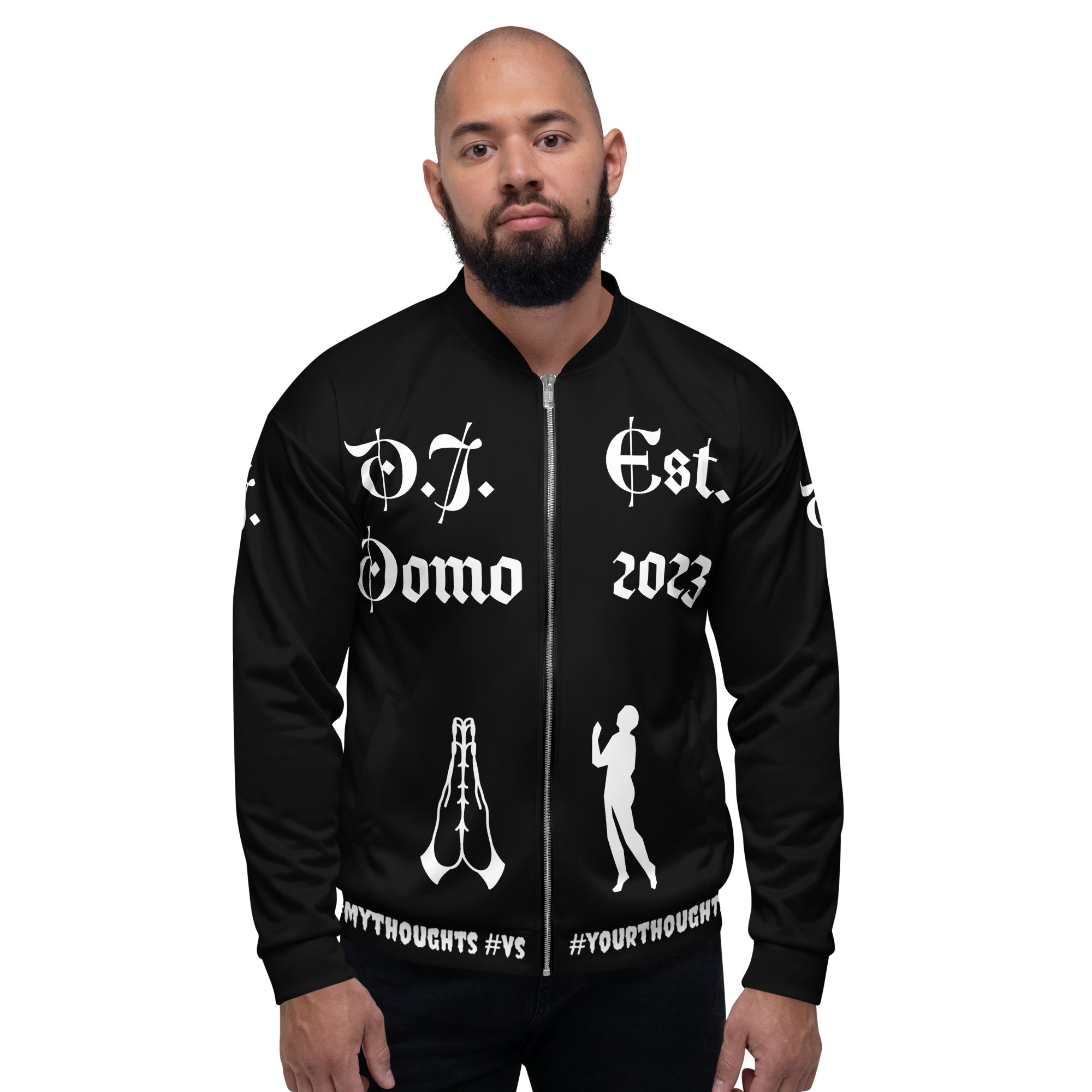 "PRAYER" Unisex Bomber Jacket Black/White Jacket