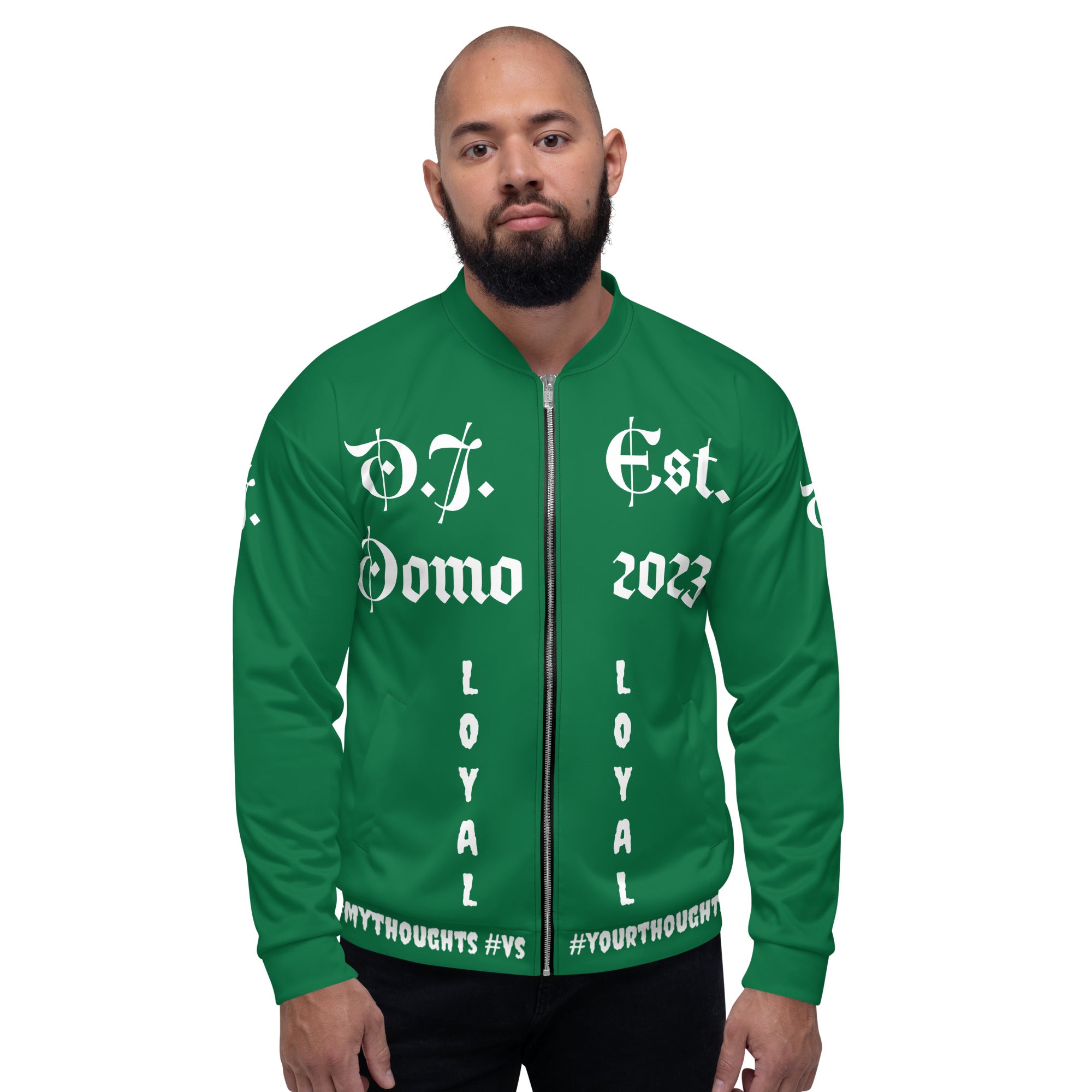 "LOYAL" Unisex Bomber Jacket Green/White