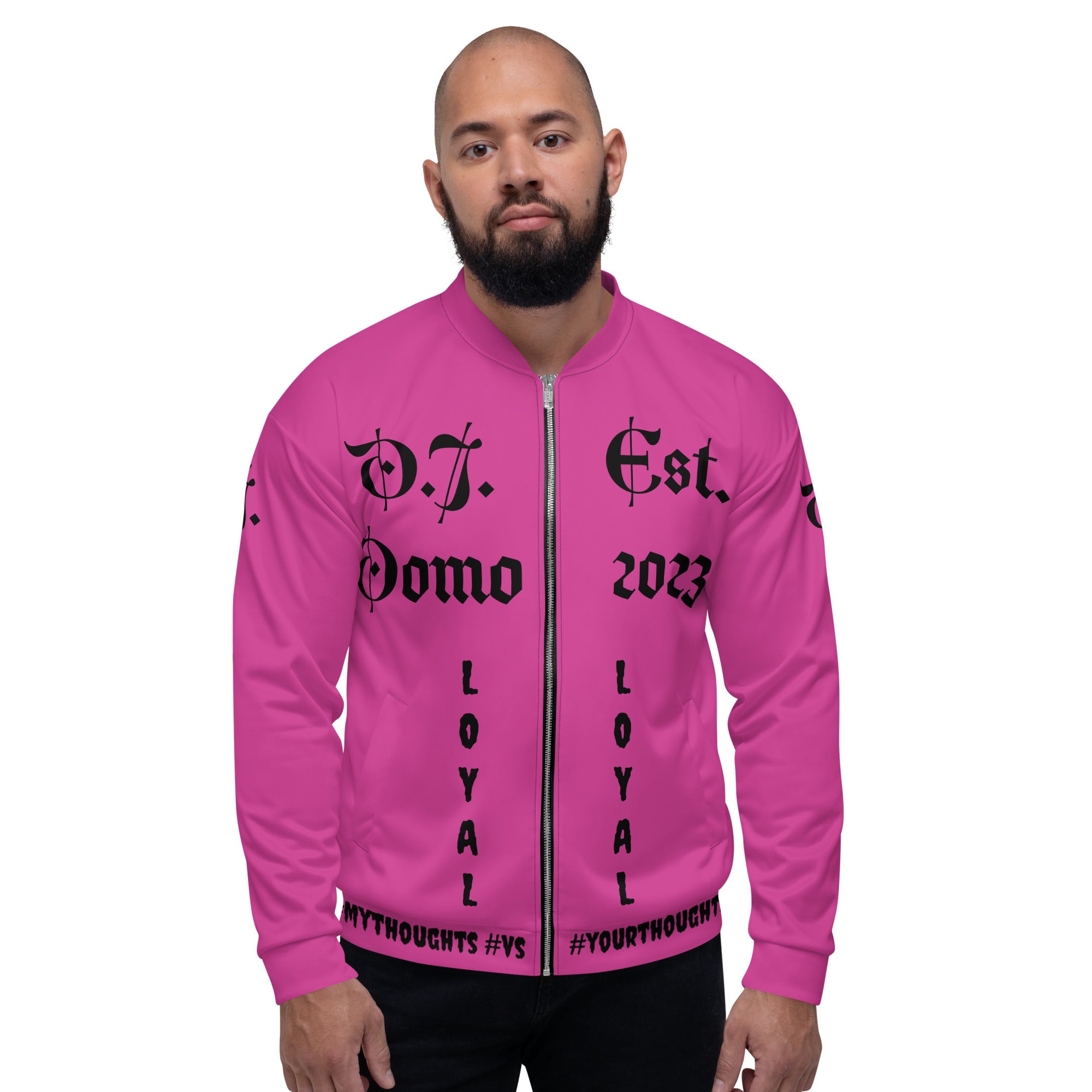 "LOYAL" Unisex Bomber Jacket Pink/Black