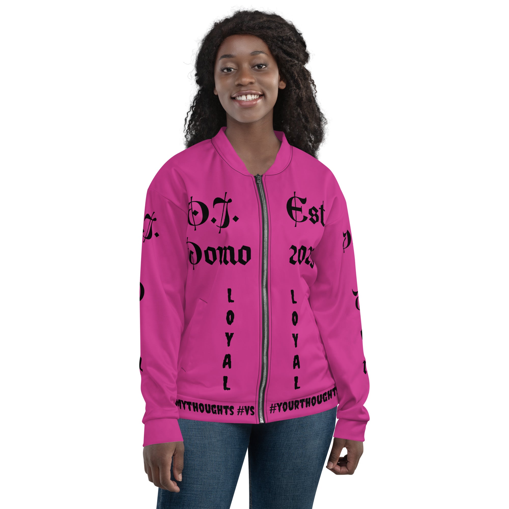 "LOYAL" Unisex Bomber Jacket Pink/Black