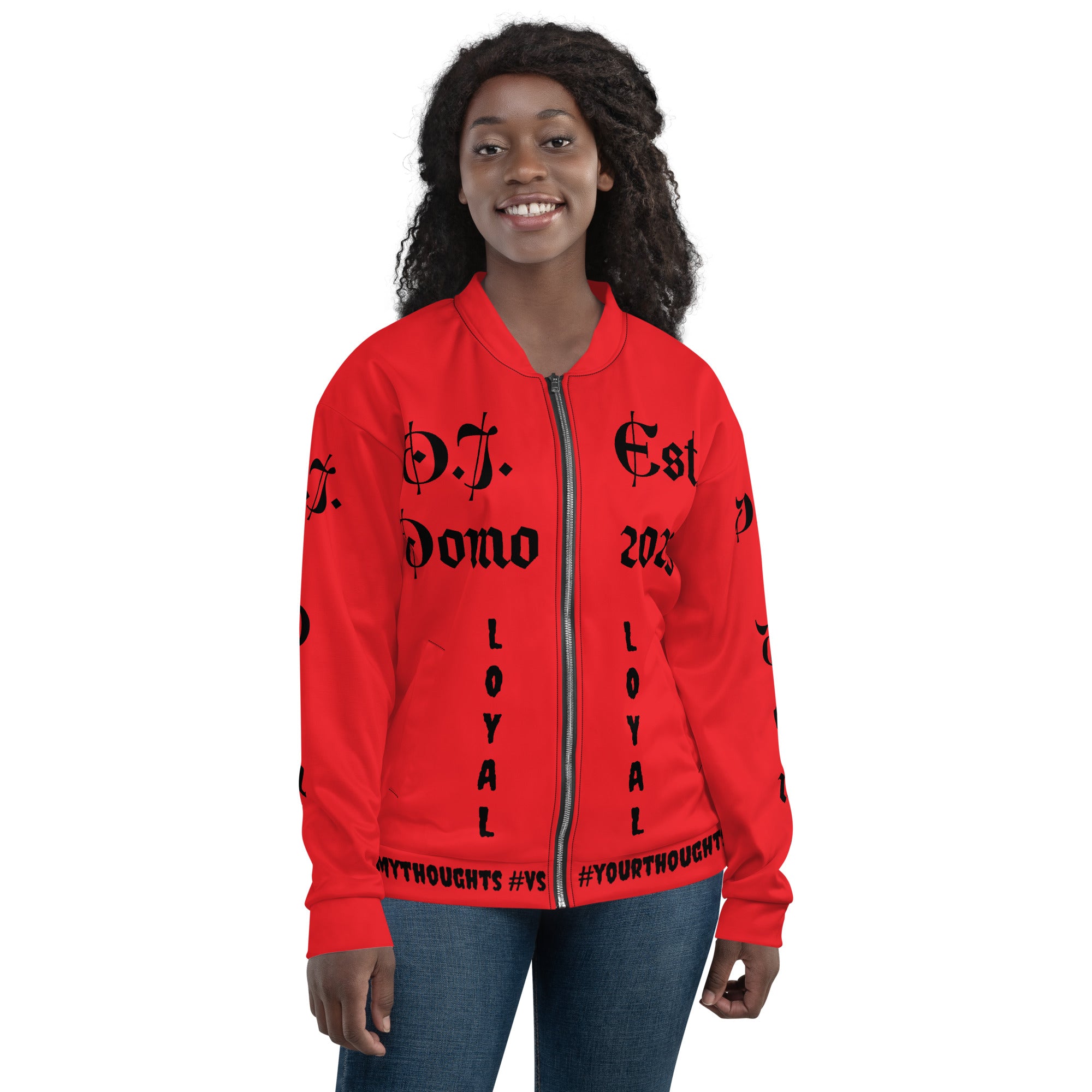 "LOYAL" Unisex Bomber Jacket Red/Black
