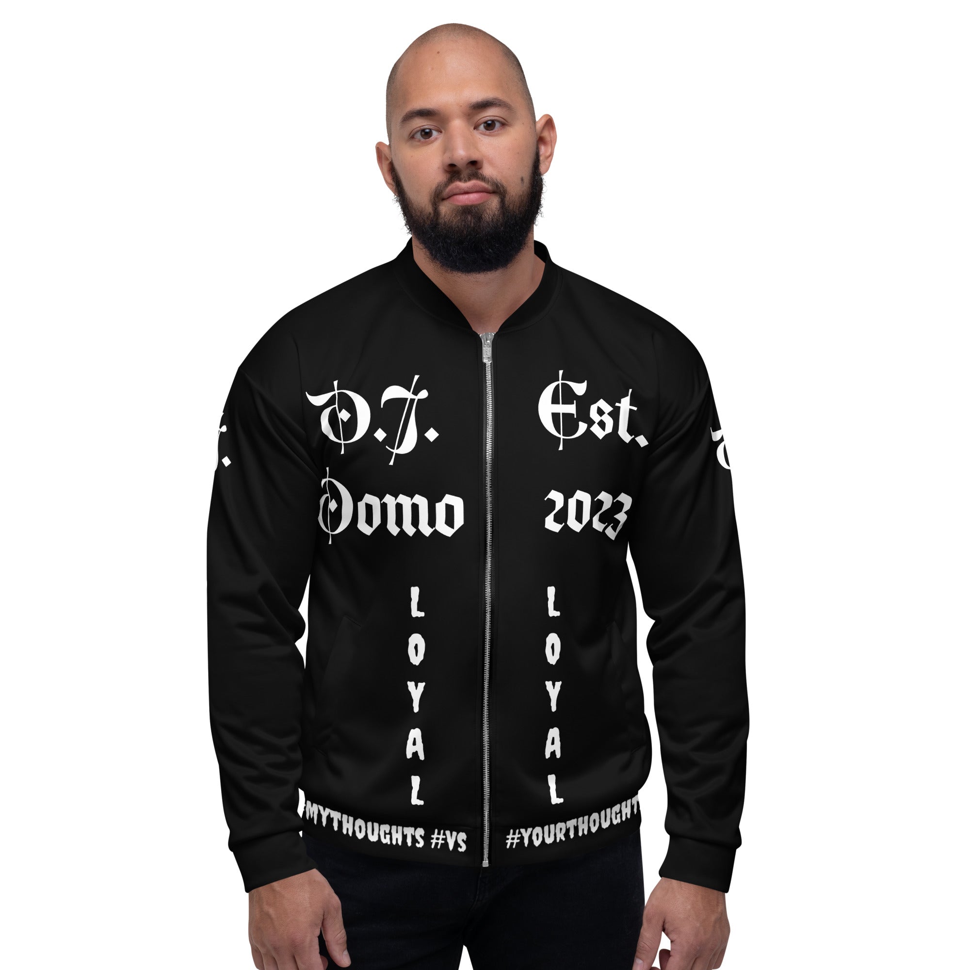 "LOYAL" Unisex Bomber Jacket Black/White