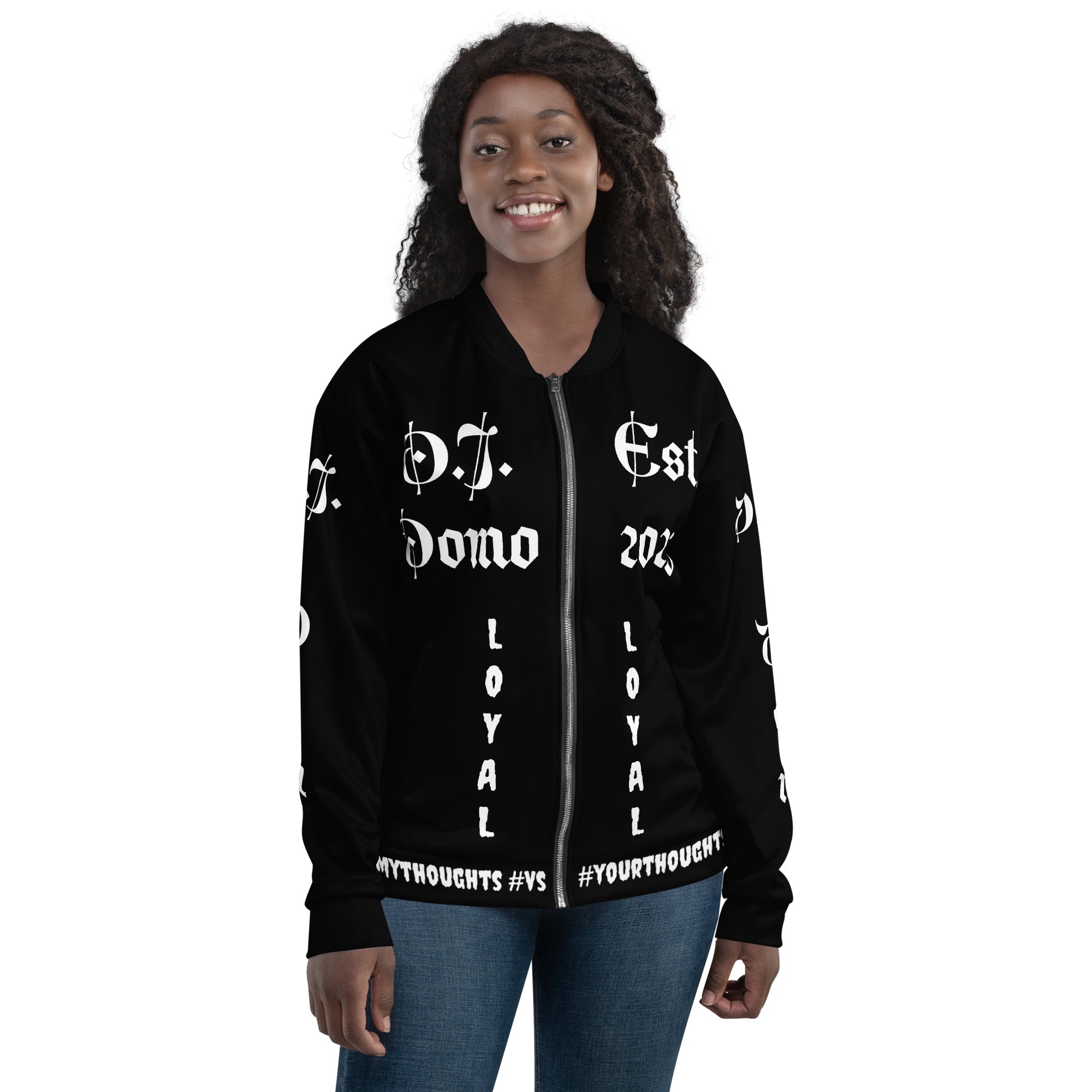 "LOYAL" Unisex Bomber Jacket Black/White
