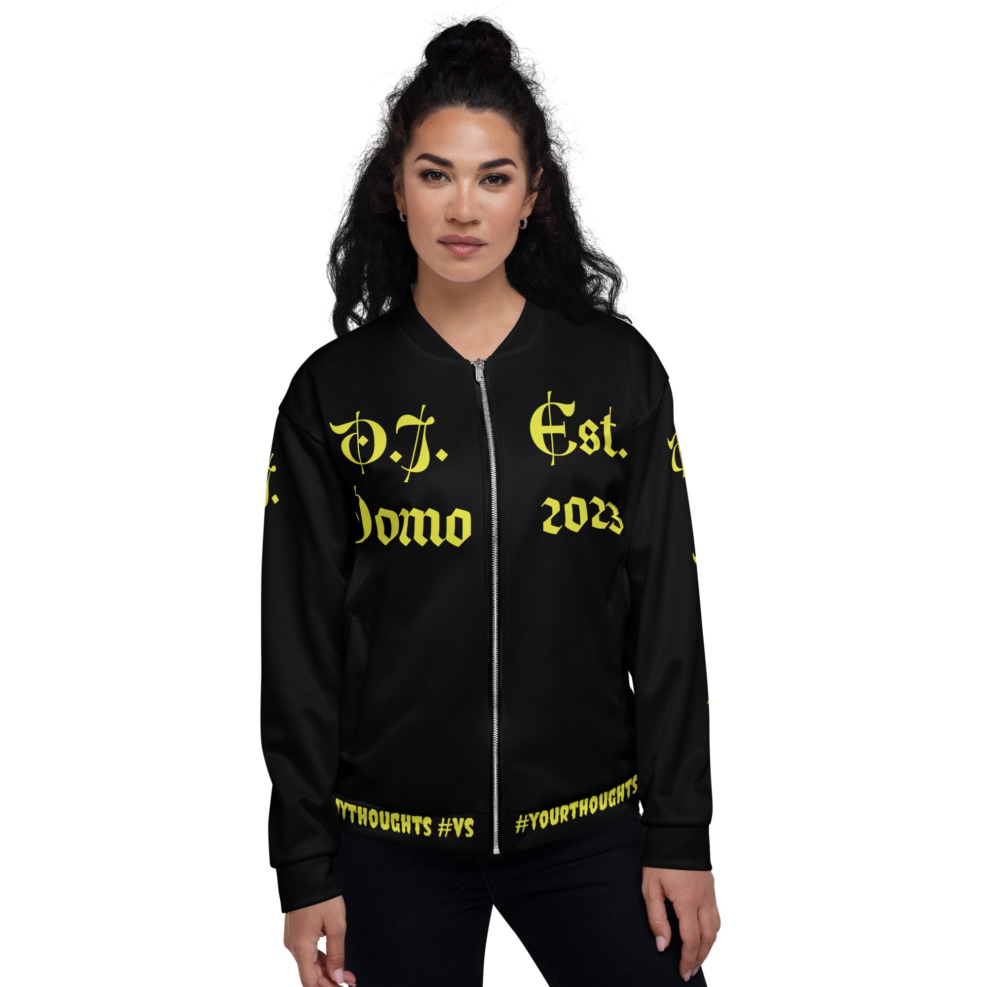 "What is a Friend?" Unisex Bomber Jacket Black/Gold