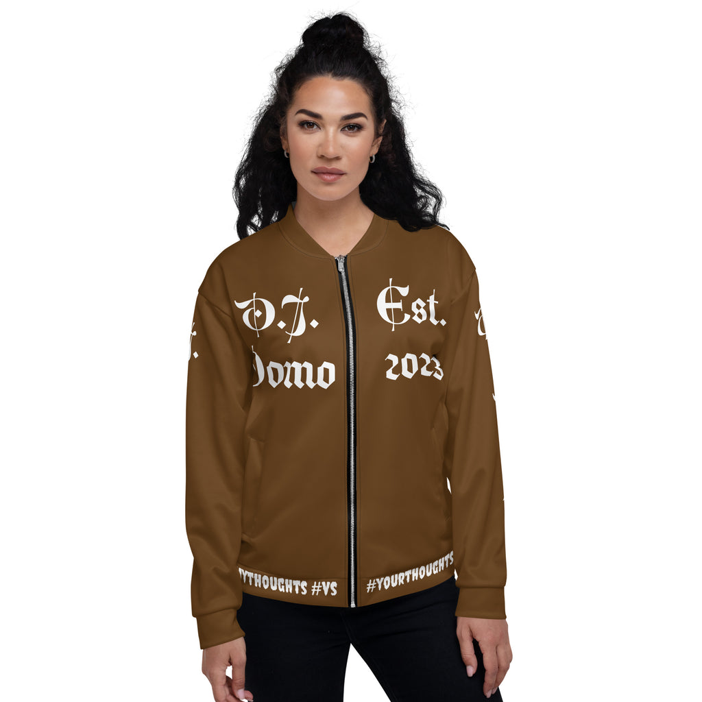 "What is a Friend?" Unisex Bomber Jacket Brown/White