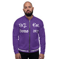 "What is a Friend?" Unisex Bomber Jacket Purple/White