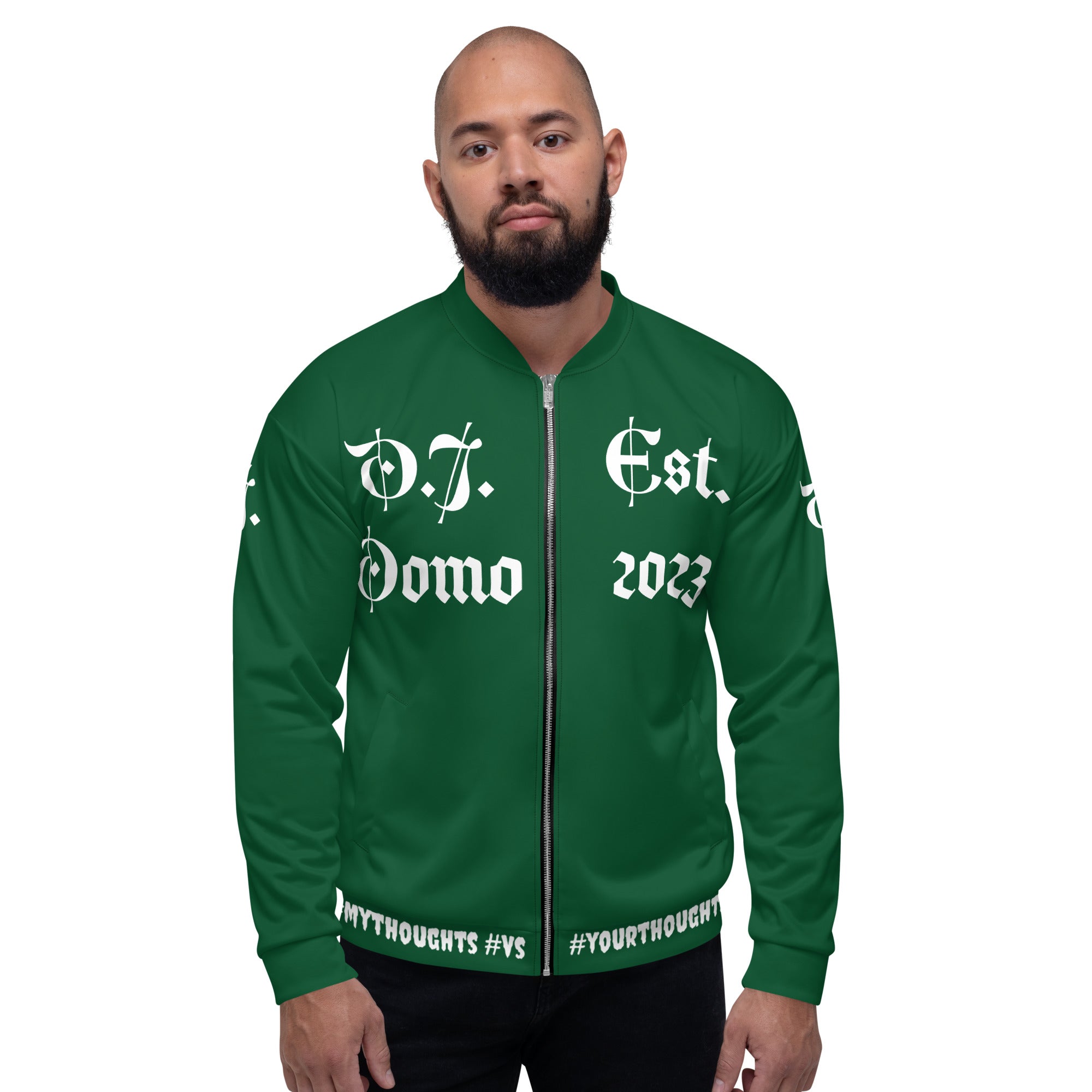 "What is a Friend?" Unisex Bomber Jacket Green/White