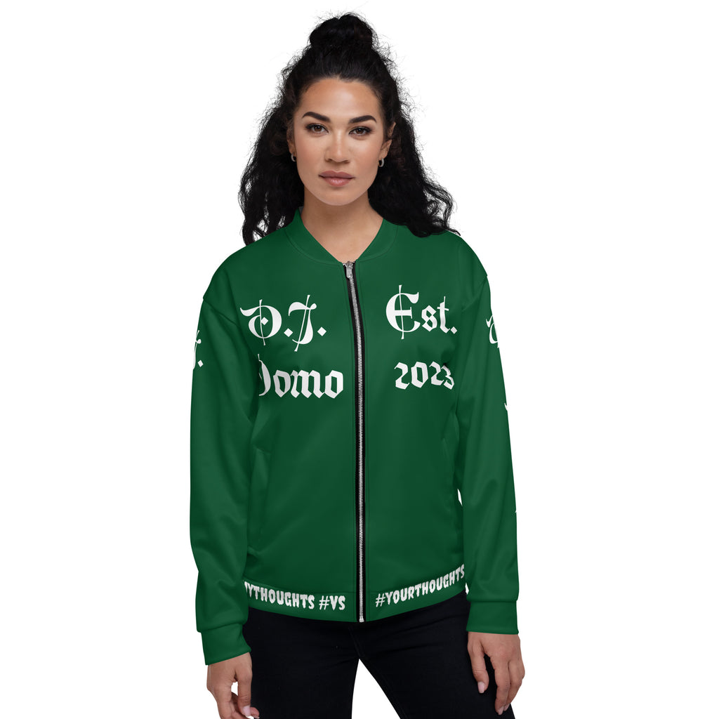 "What is a Friend?" Unisex Bomber Jacket Green/White