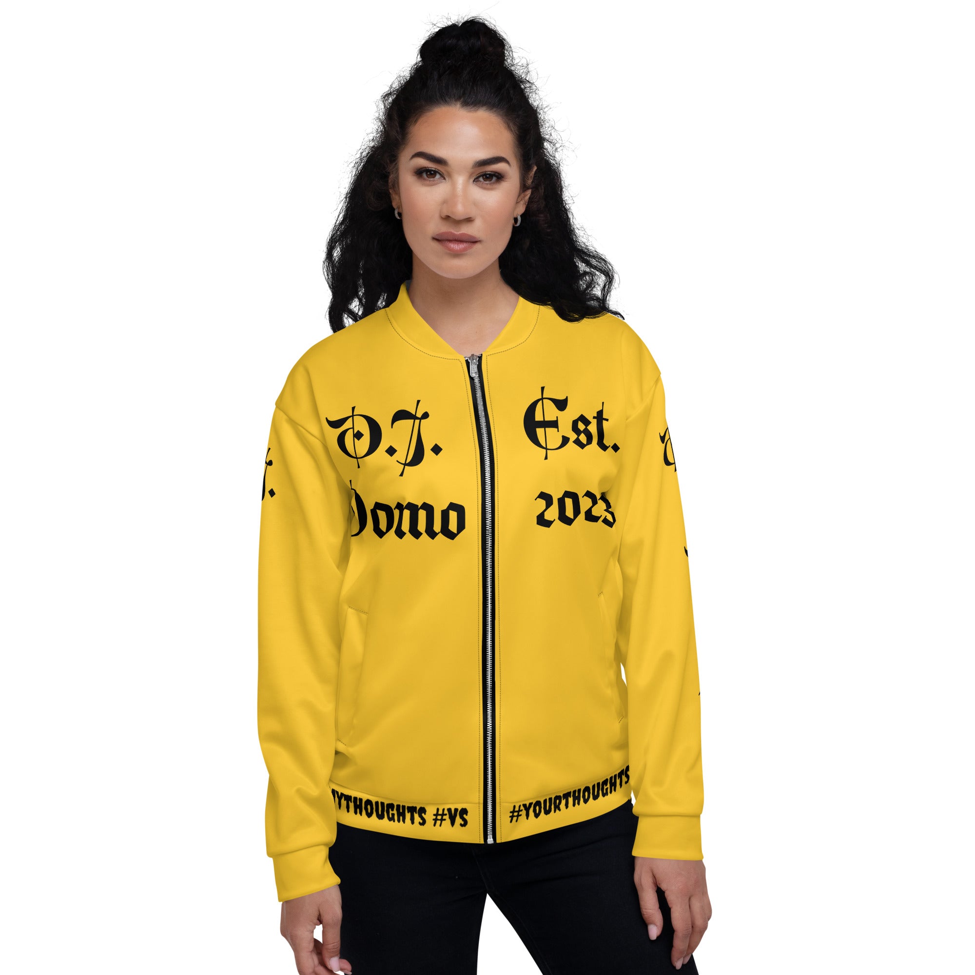 "What is a Friend?" Unisex Bomber Jacket Gold/Black