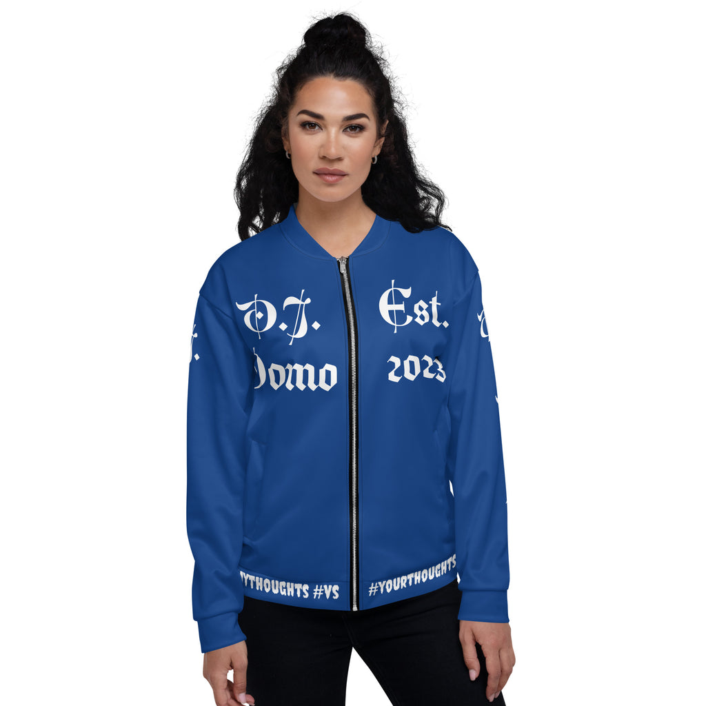 "What is a Friend?" Unisex Bomber Jacket Dark Blue/White